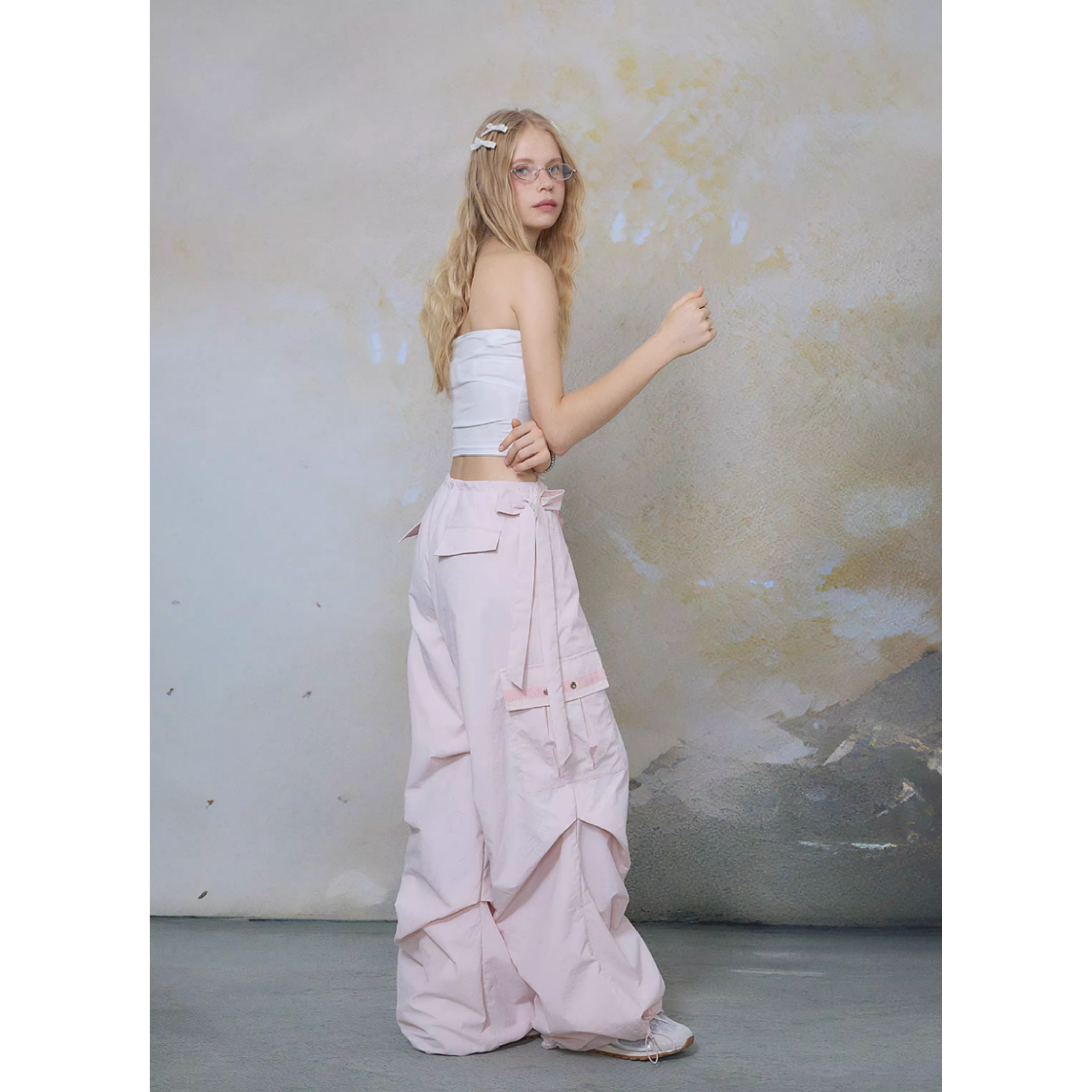 Ribbon cargo pants
