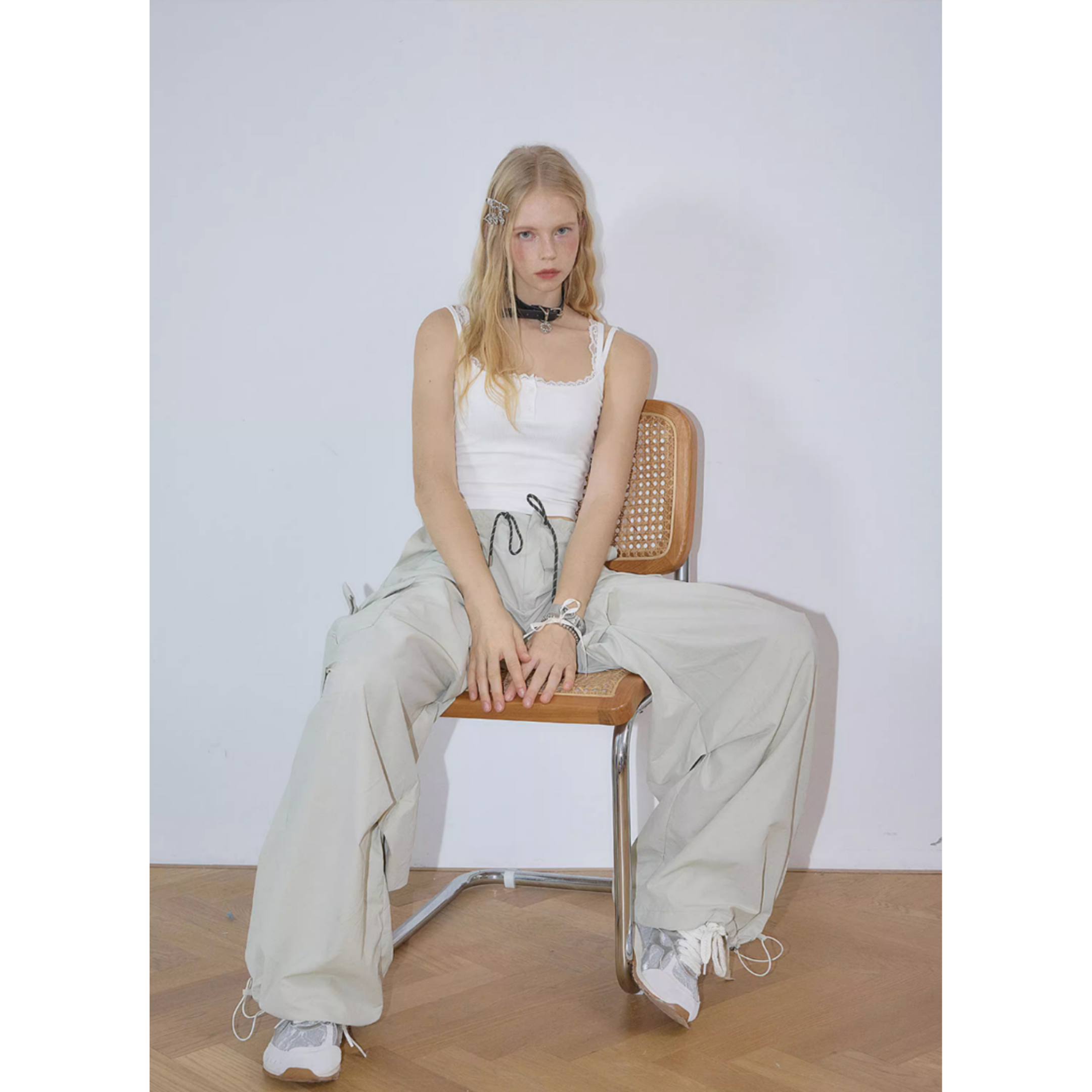 Ribbon cargo pants
