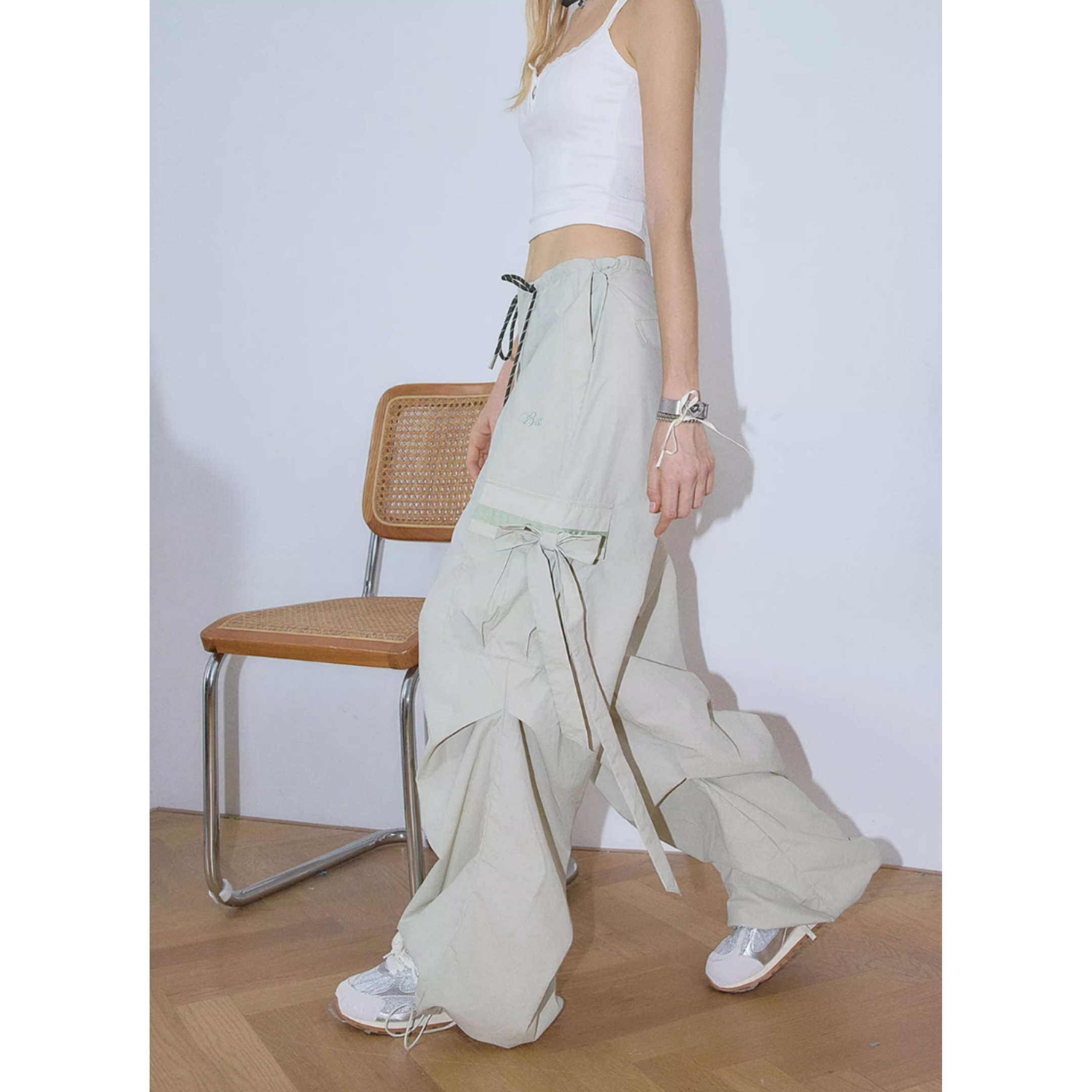 Ribbon cargo pants