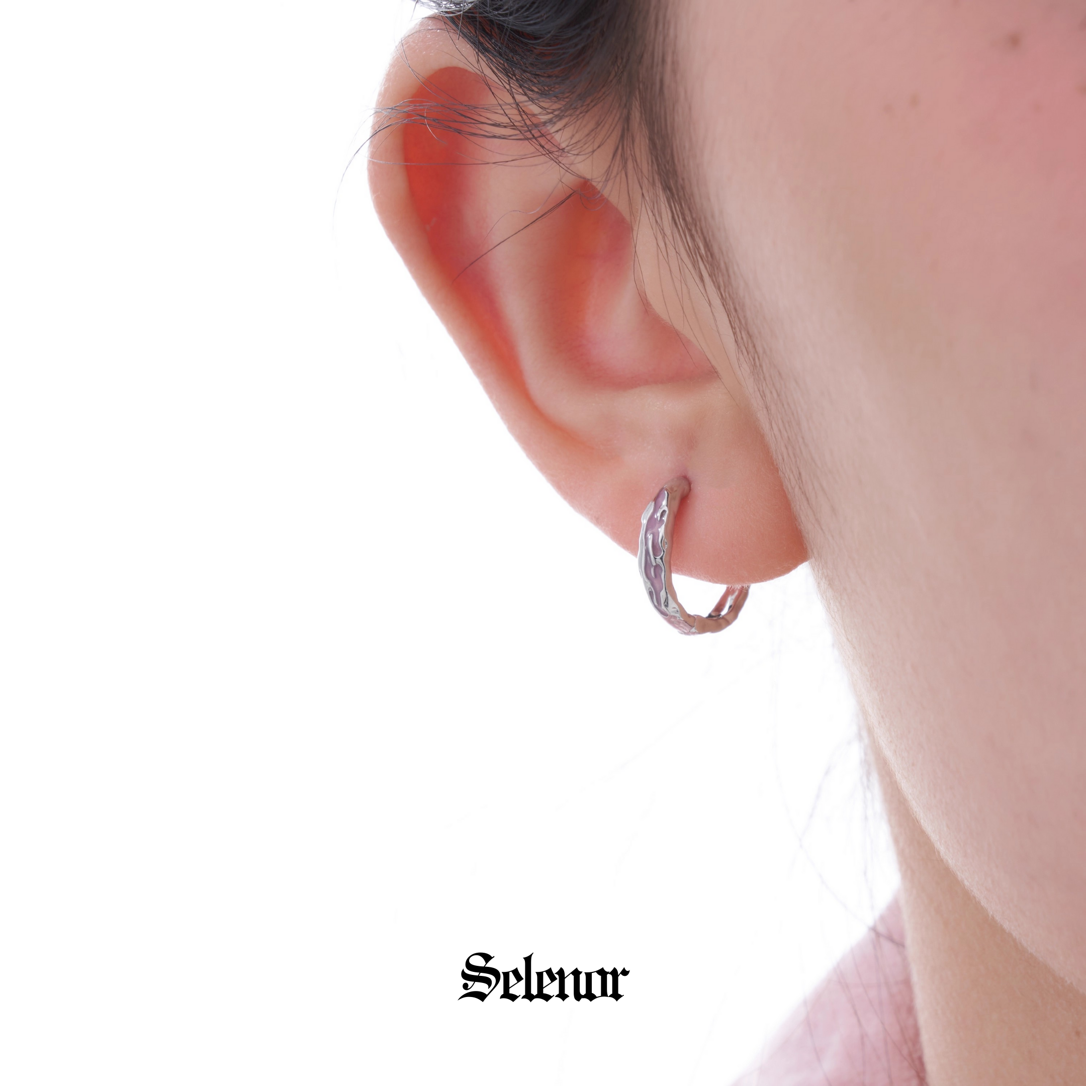 S925 Textured hoop pierce