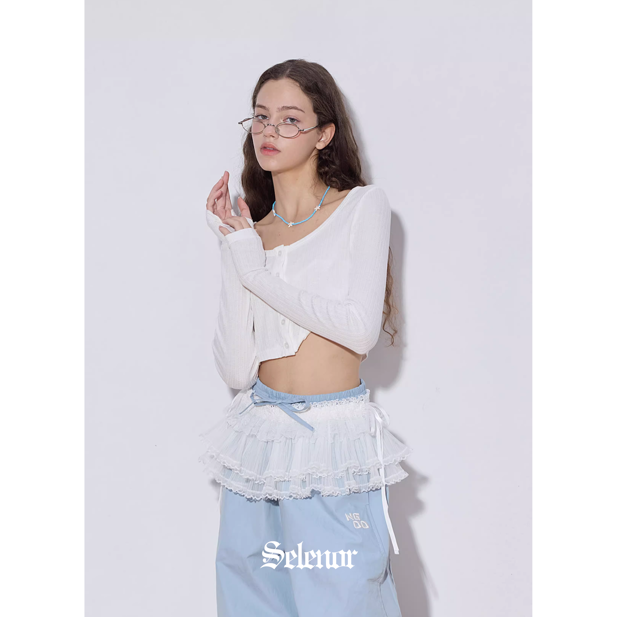 See-through rib cardigan
