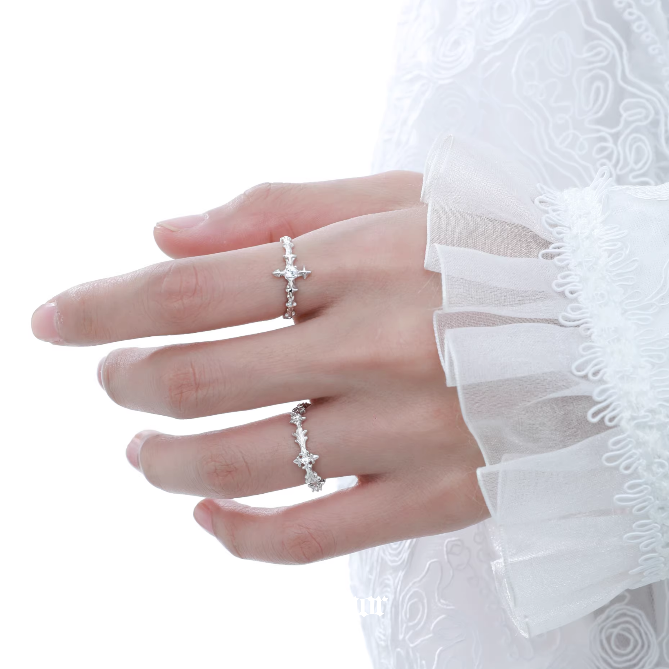 S925 Cubic zirconia stellar twin ring set