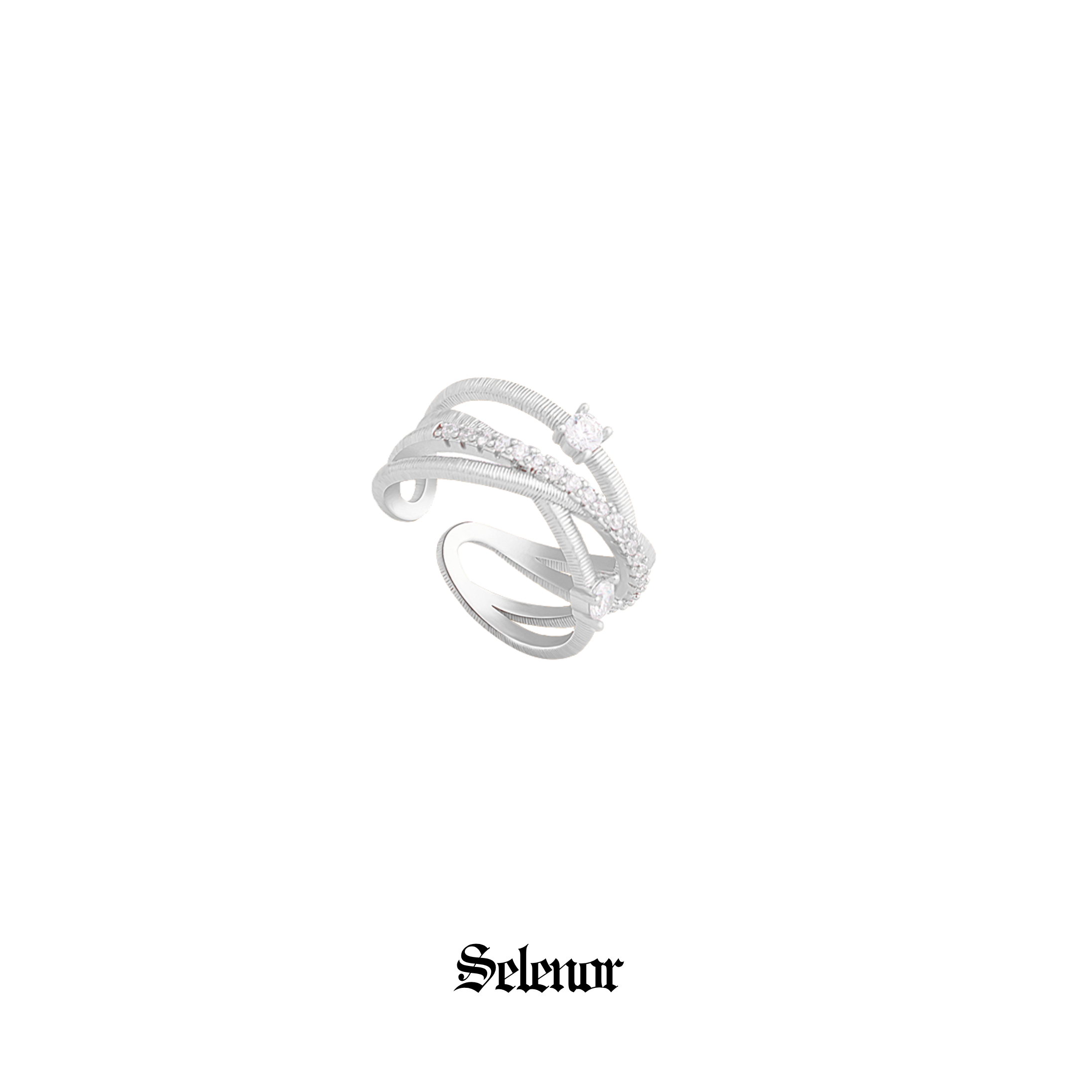 S925 Cubic zirconia etoile cross ring