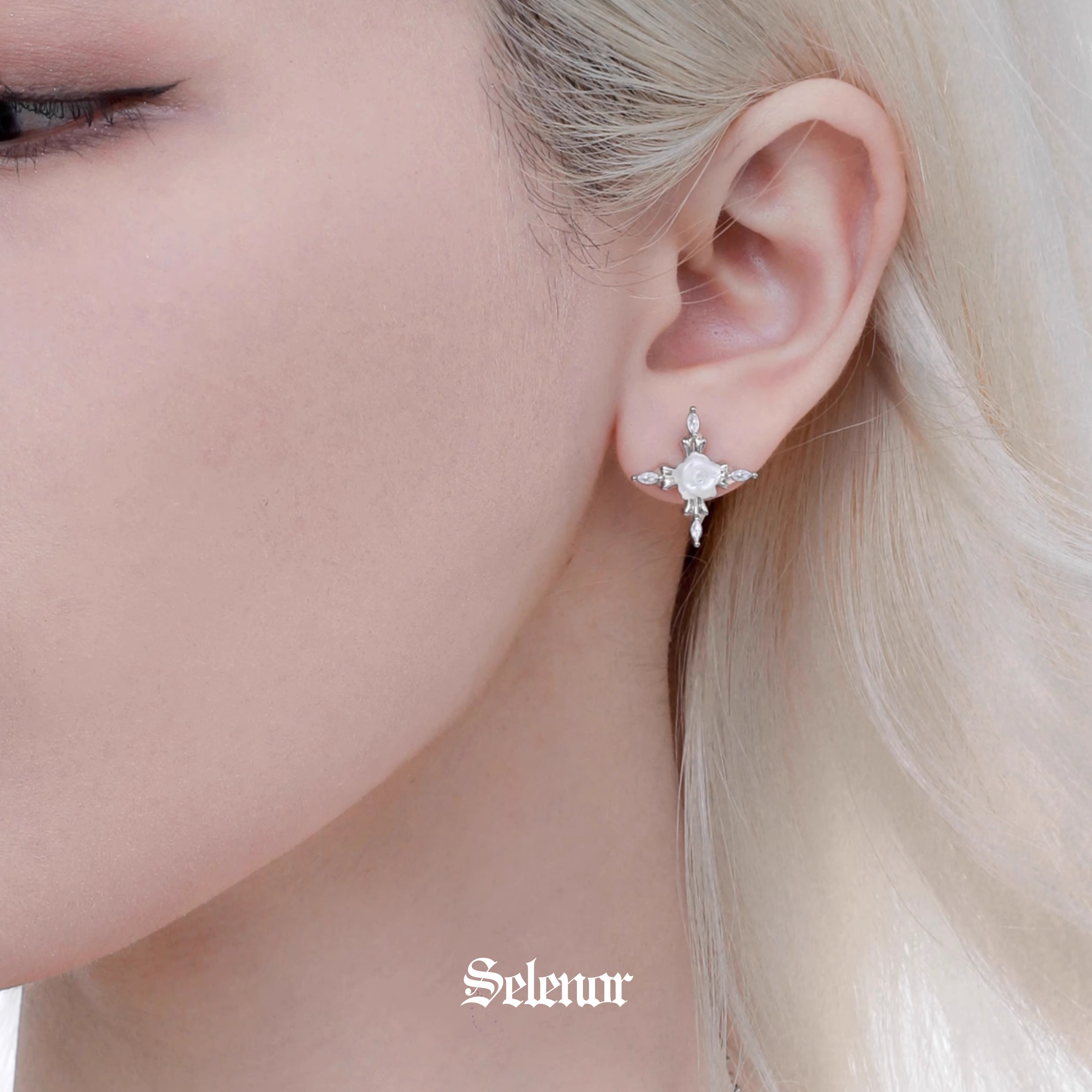 S925 Cubic zirconia rose radiance pierce