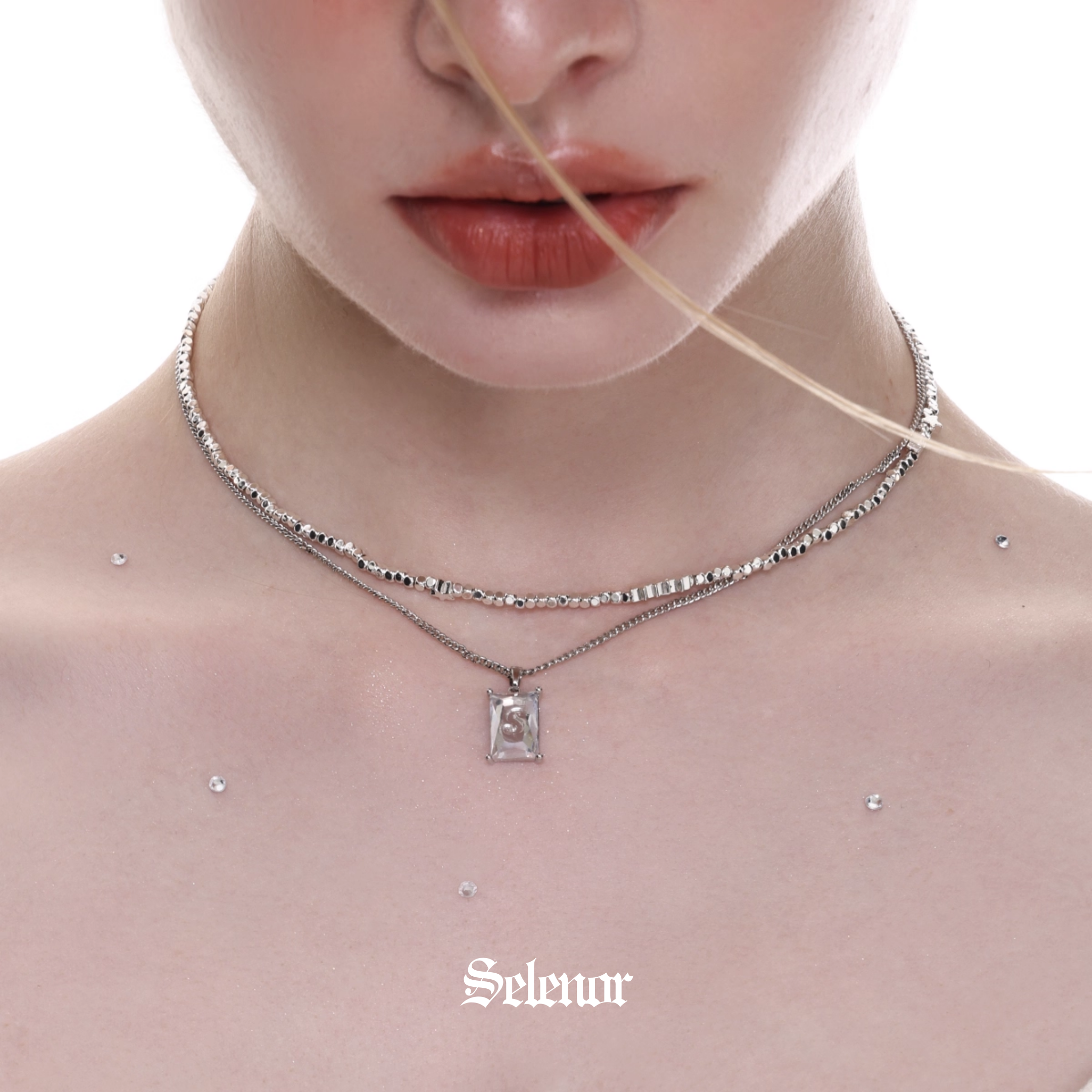 S925 Cubic zirconia etoile frame necklace