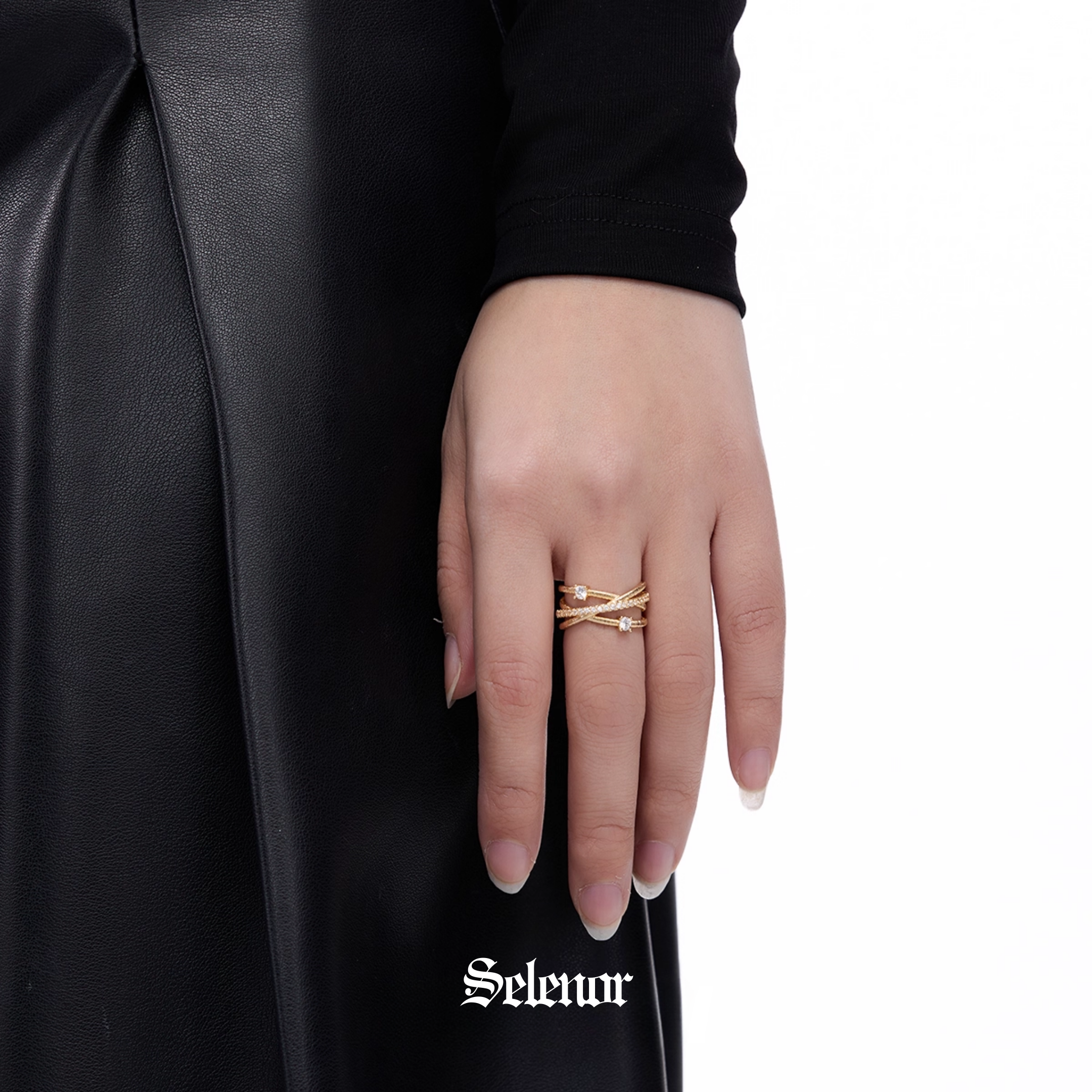 S925 Cubic zirconia etoile cross ring