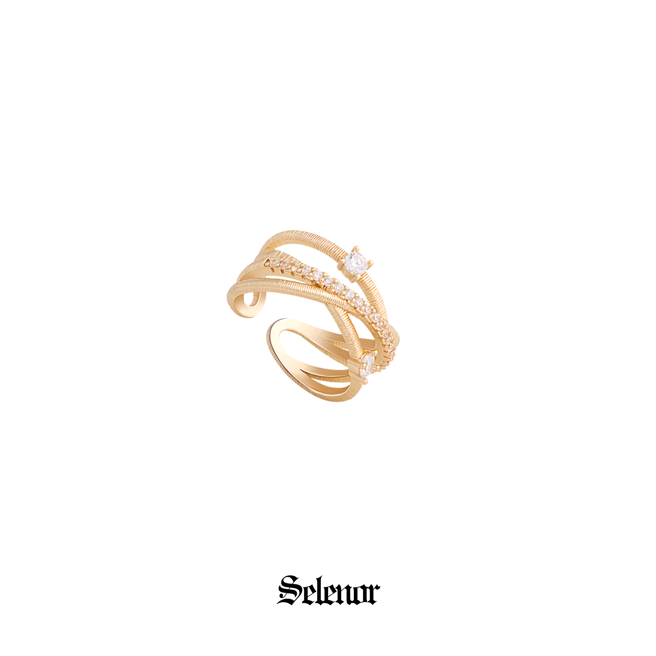 S925 Cubic zirconia etoile cross ring