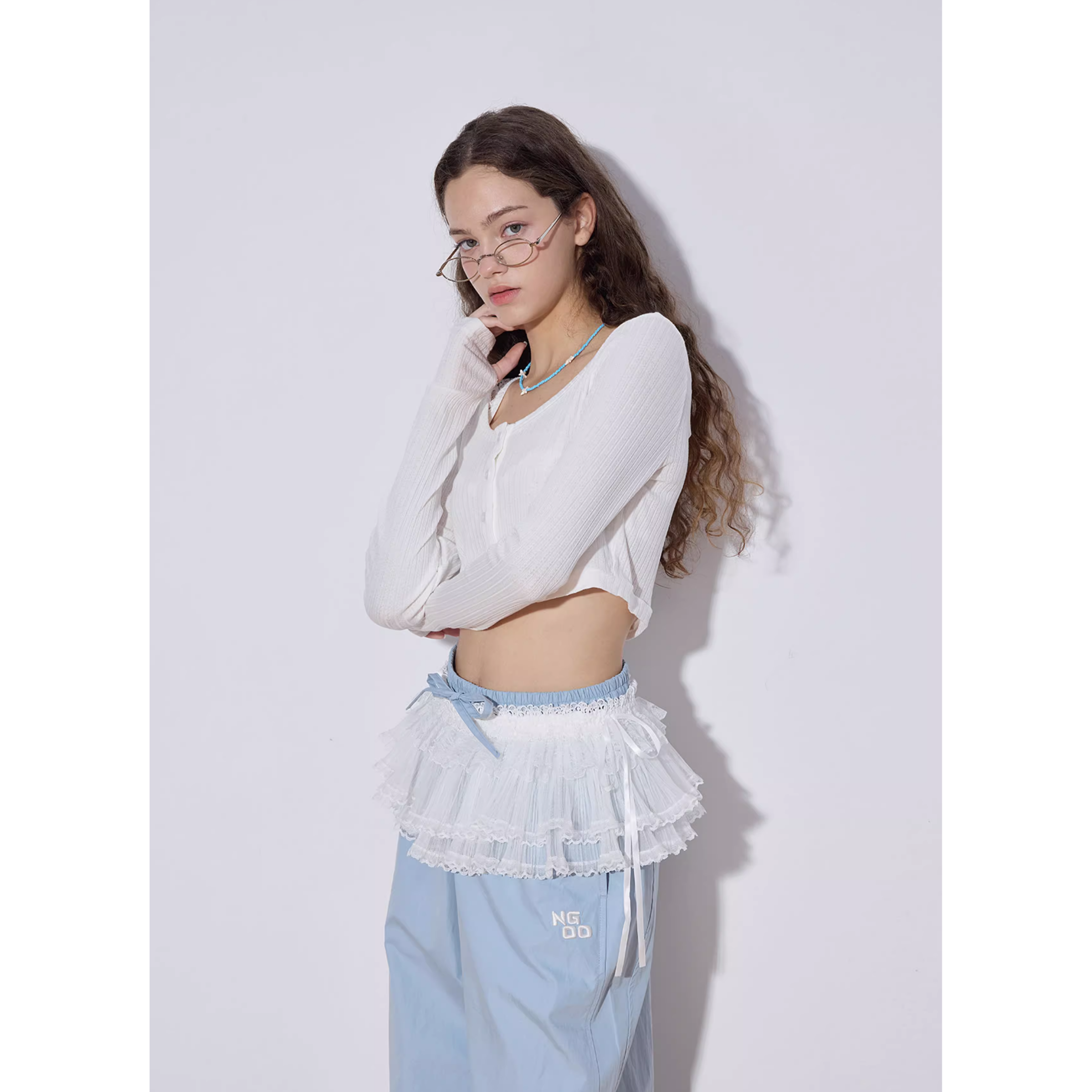See-through rib cardigan