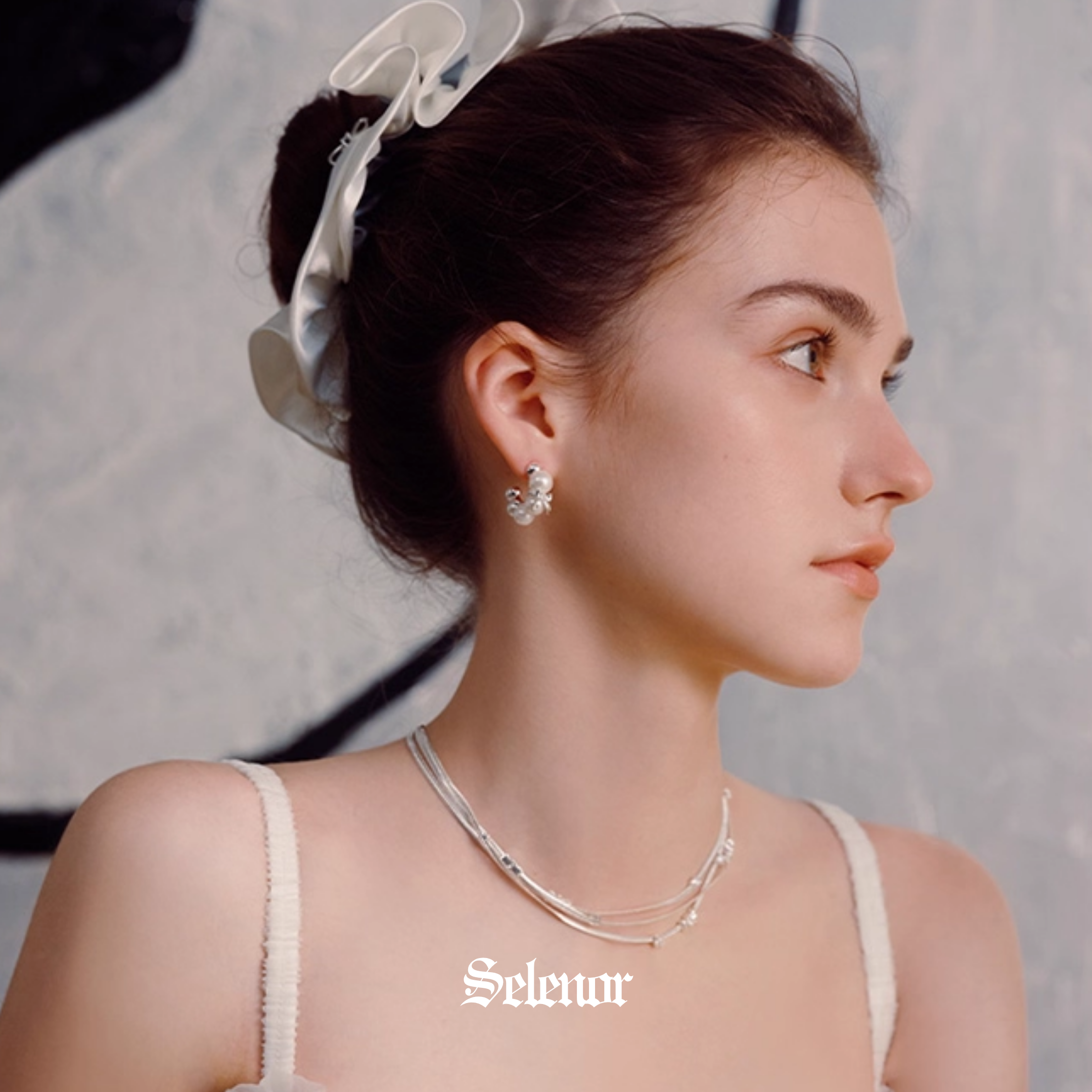 S925 pearl ribbon pierce