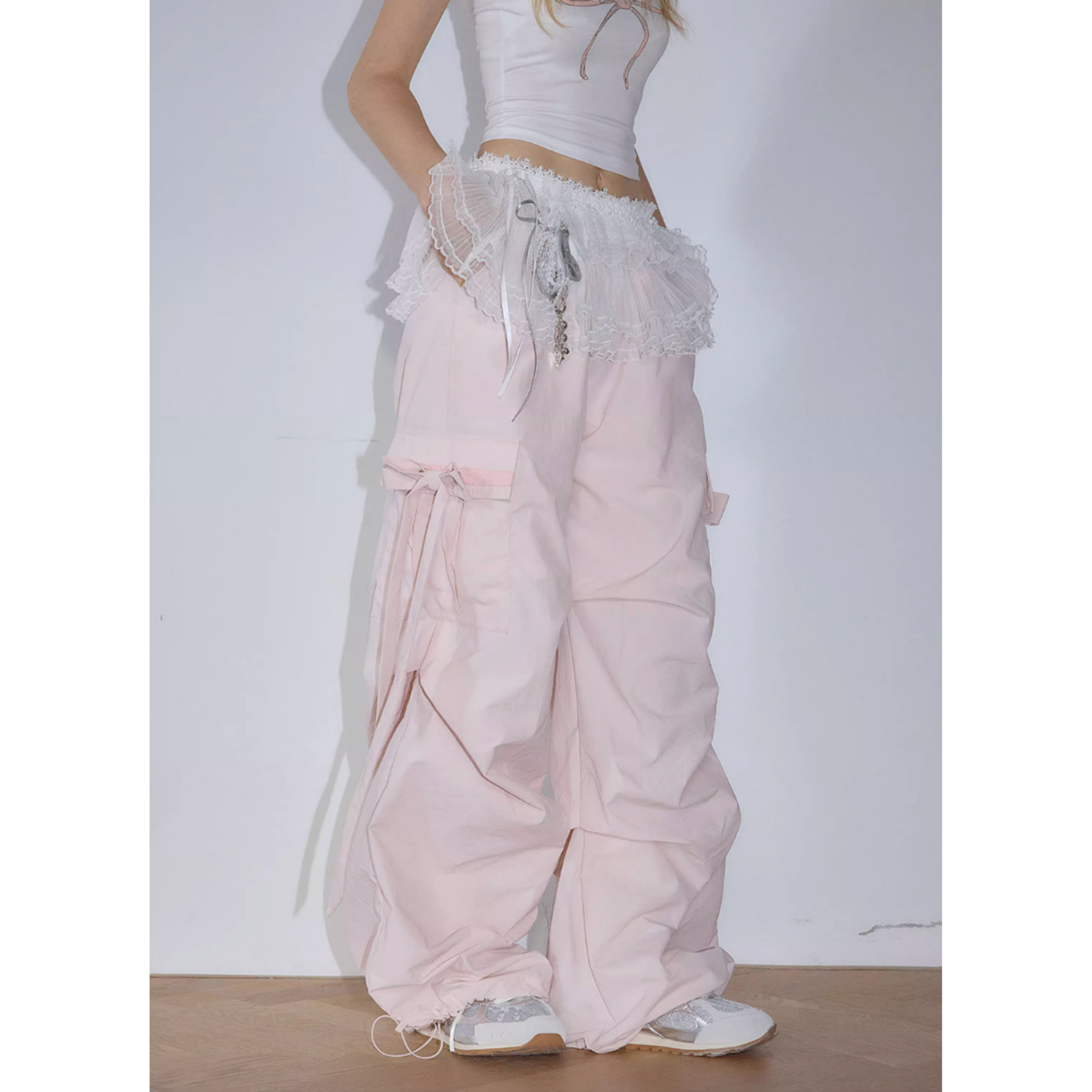 Ribbon cargo pants