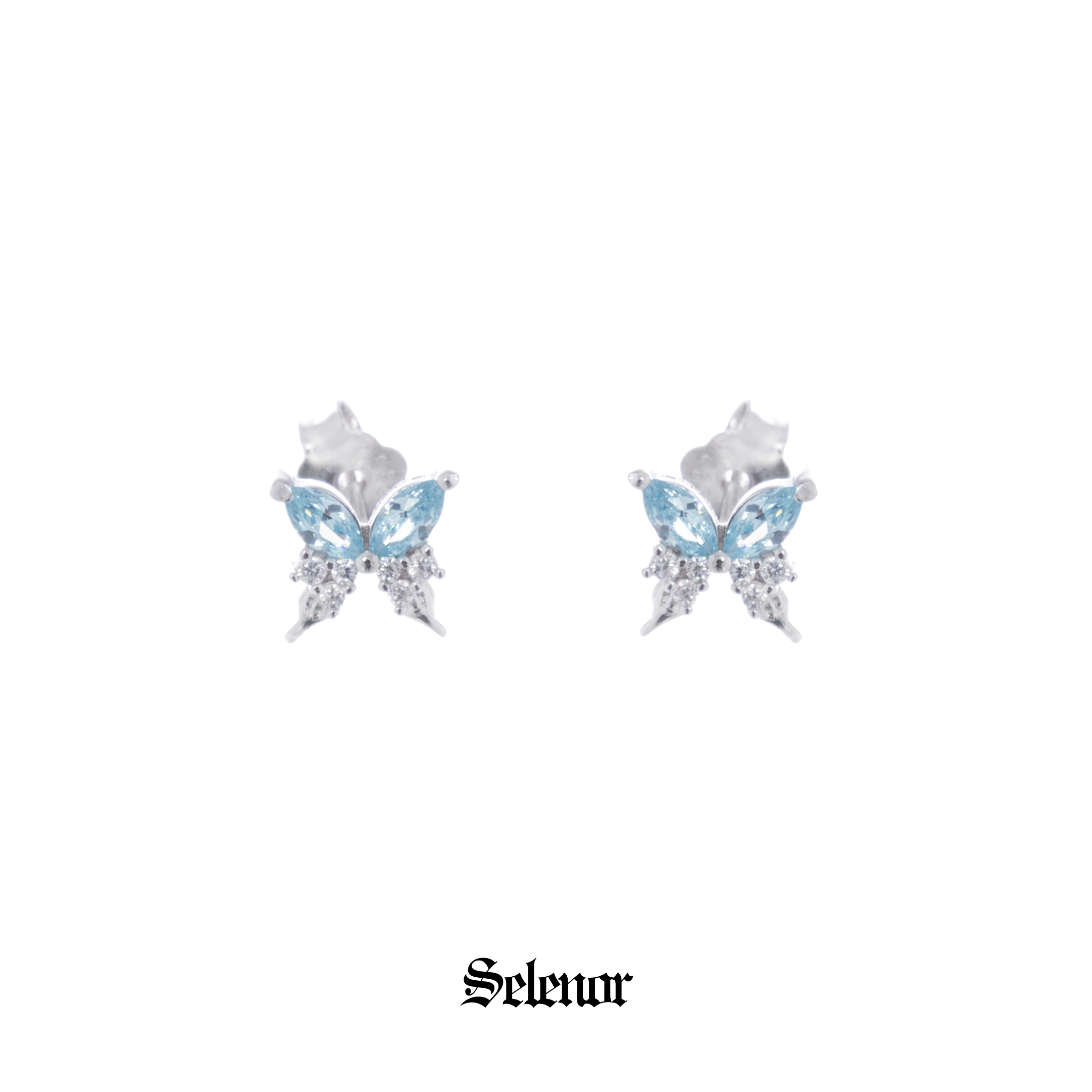S925 cubic zirconia twin butterfly pierce