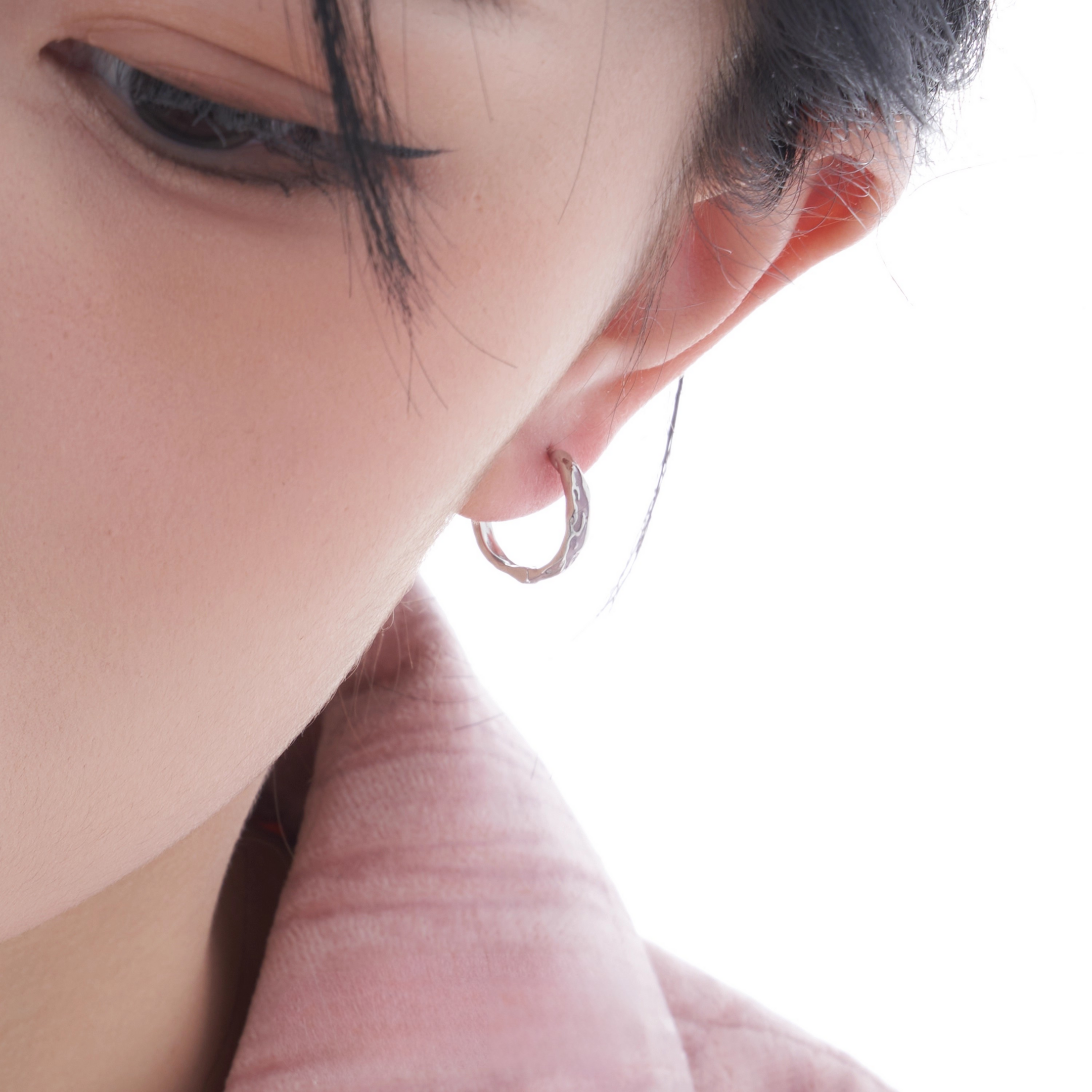 S925 Textured hoop pierce