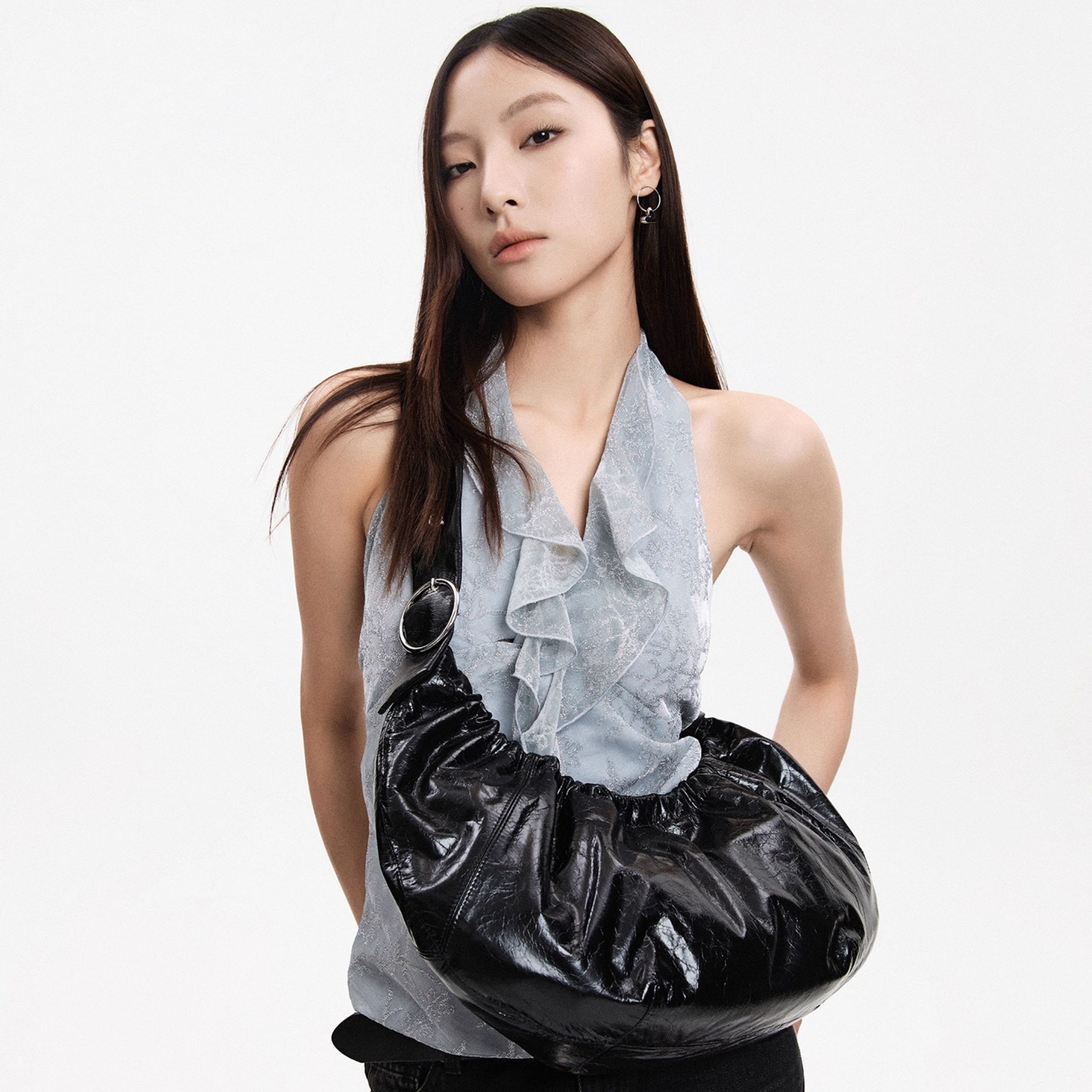 Midnight Ruche Shoulder Bag