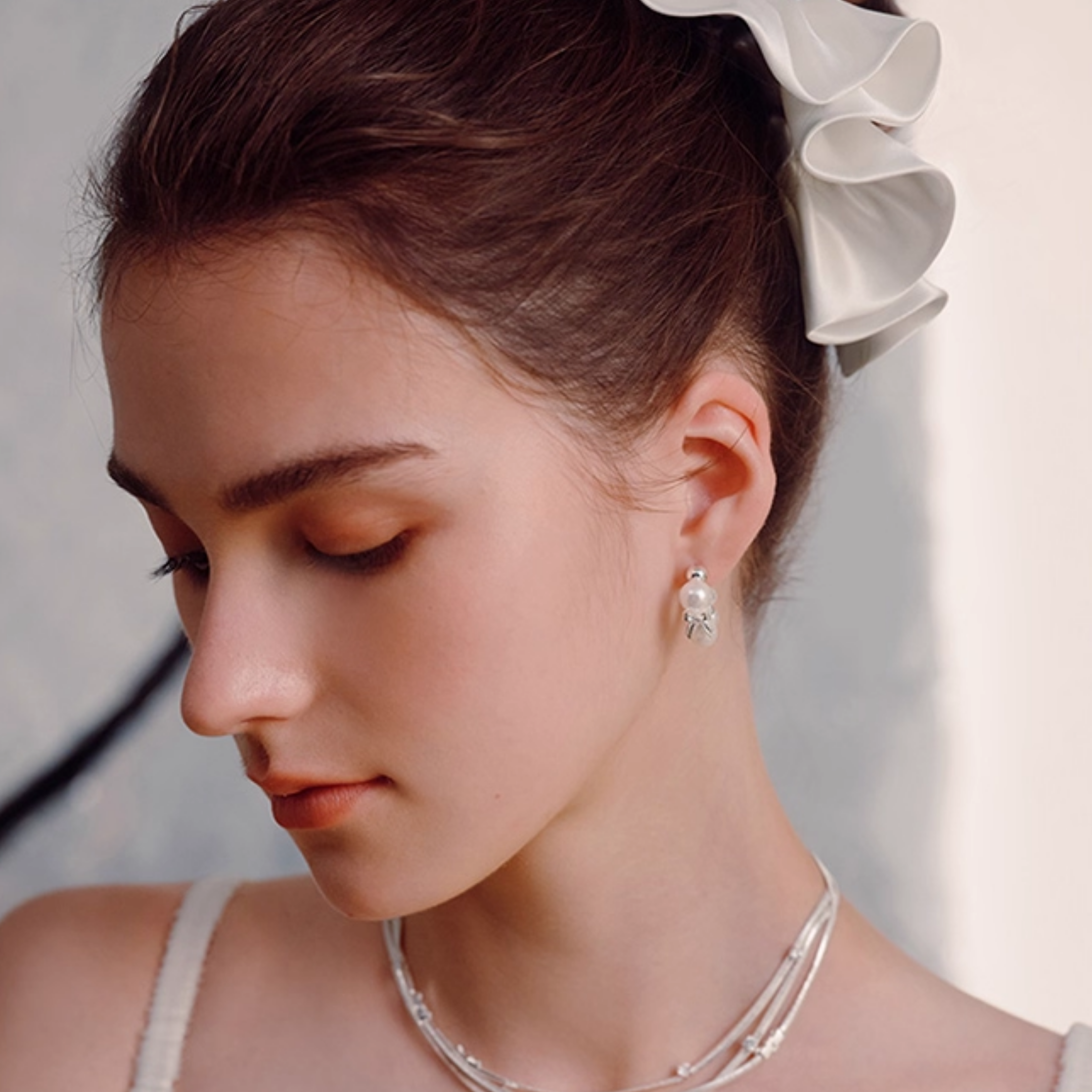 S925 pearl ribbon pierce