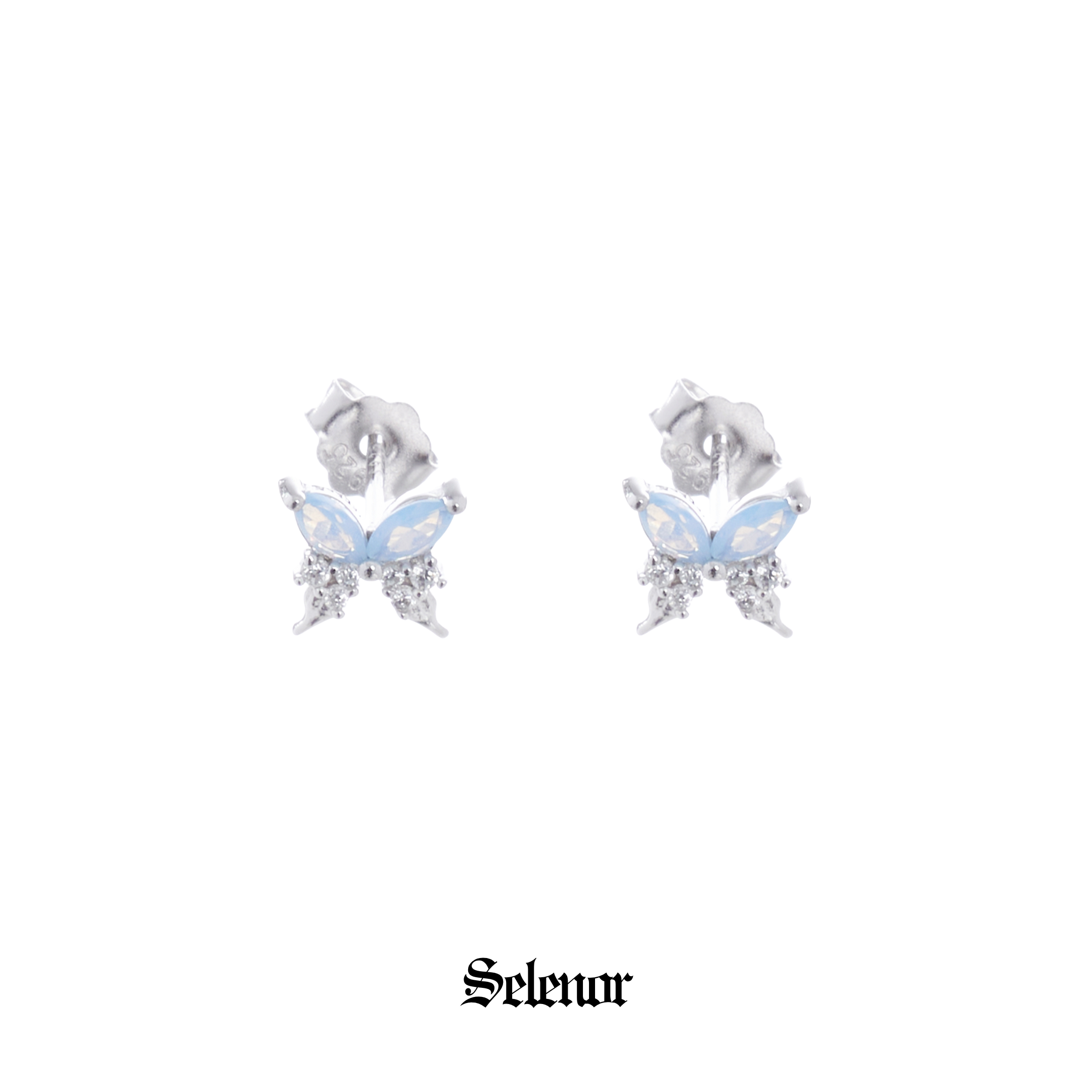 S925 cubic zirconia twin butterfly pierce