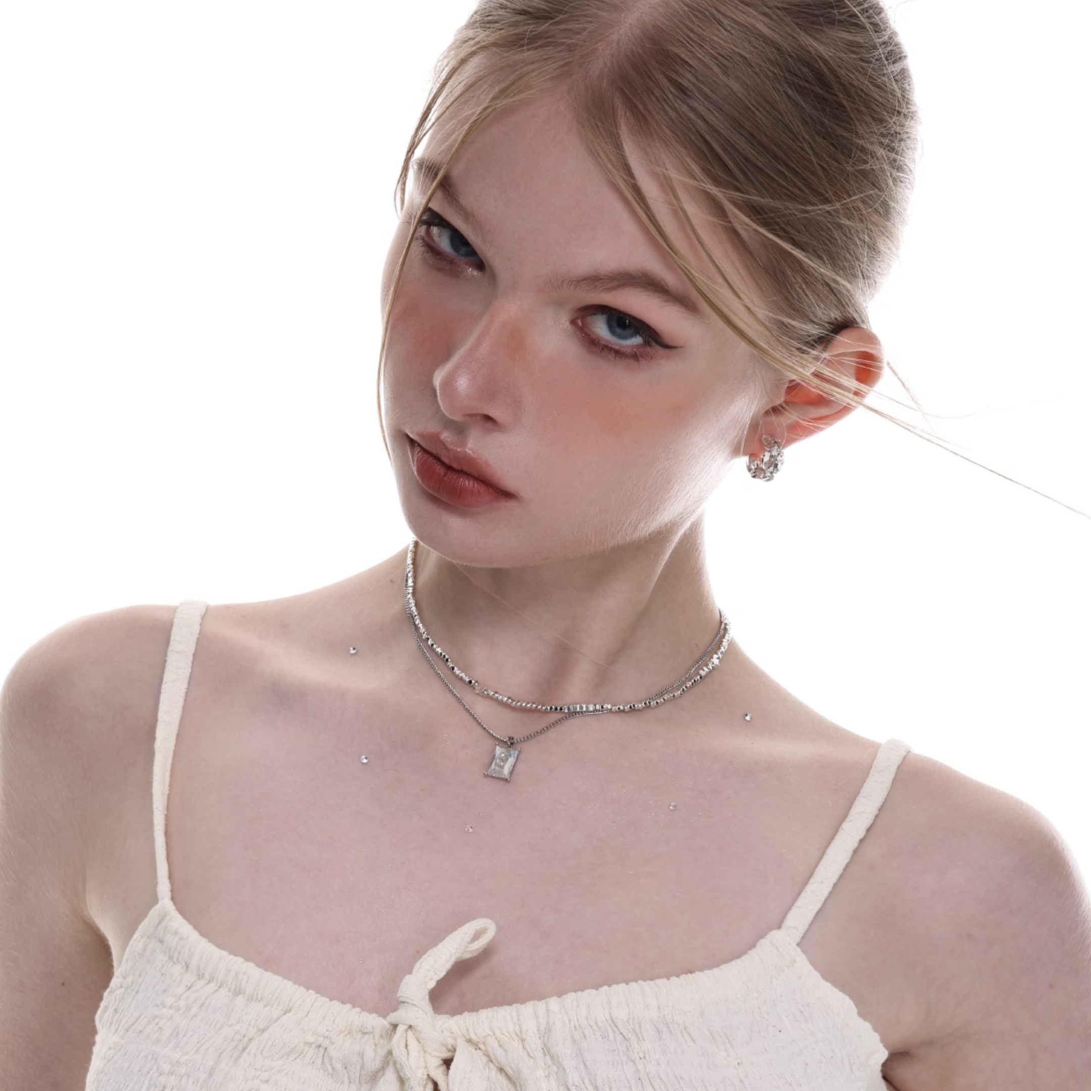 S925 Cubic zirconia etoile frame necklace