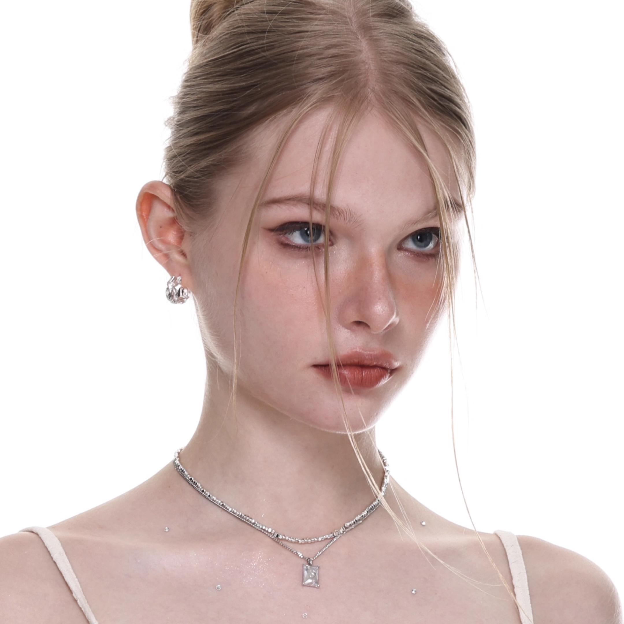S925 Cubic zirconia etoile frame necklace