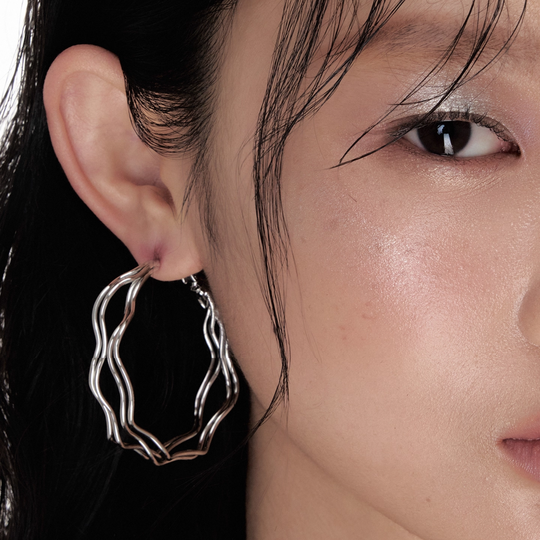S925 Wave line hoop pierce