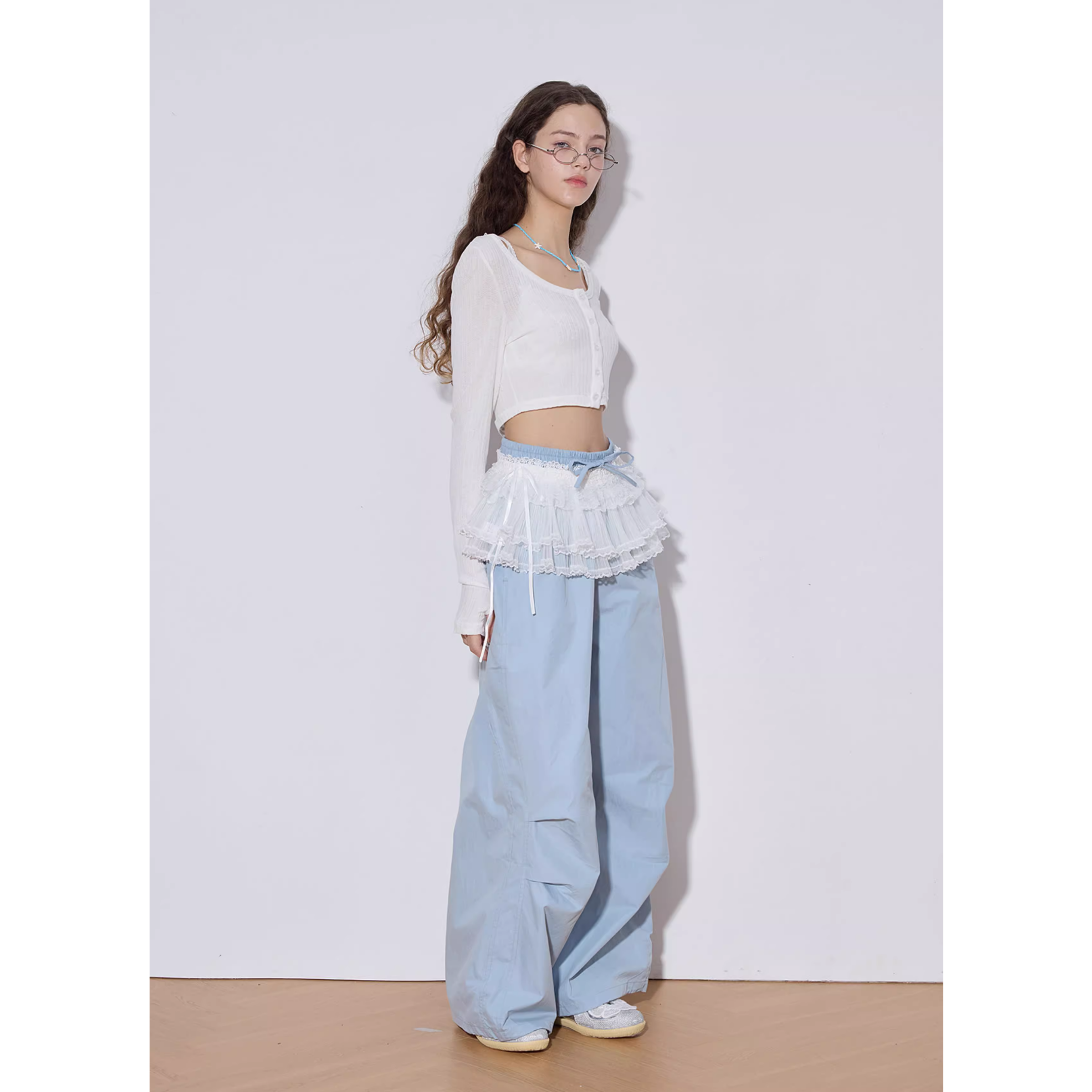 See-through rib cardigan