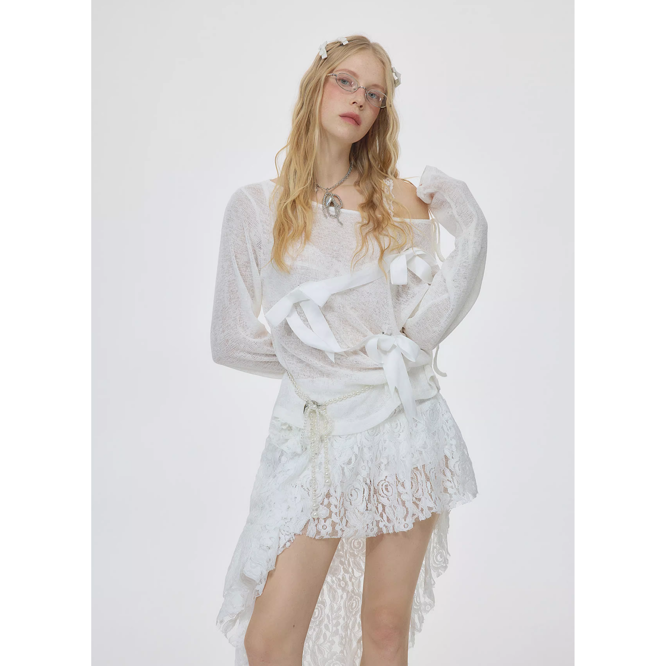 Ribbon sheer tops