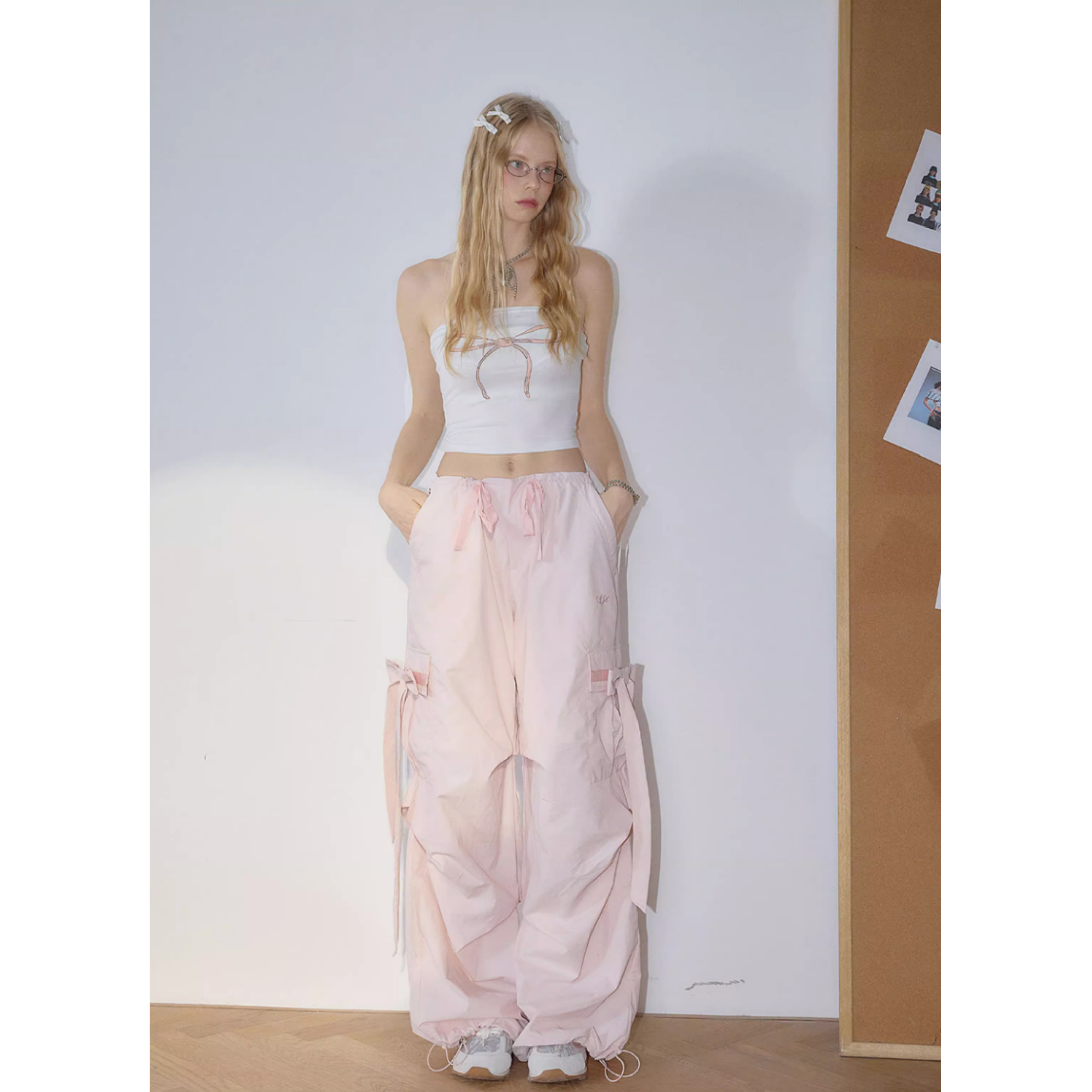Ribbon cargo pants