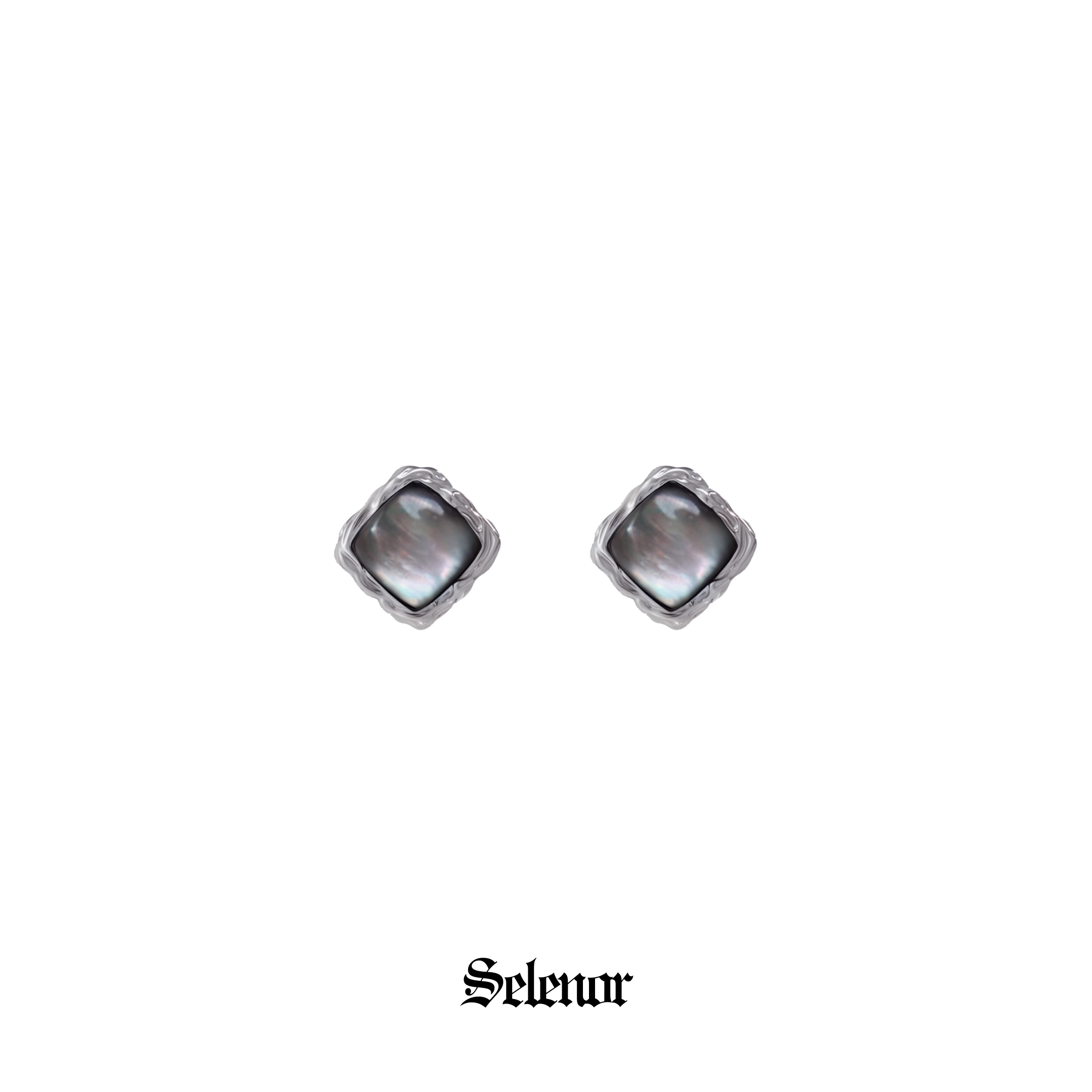 S925 Cubic zirconia noir square studs pierce