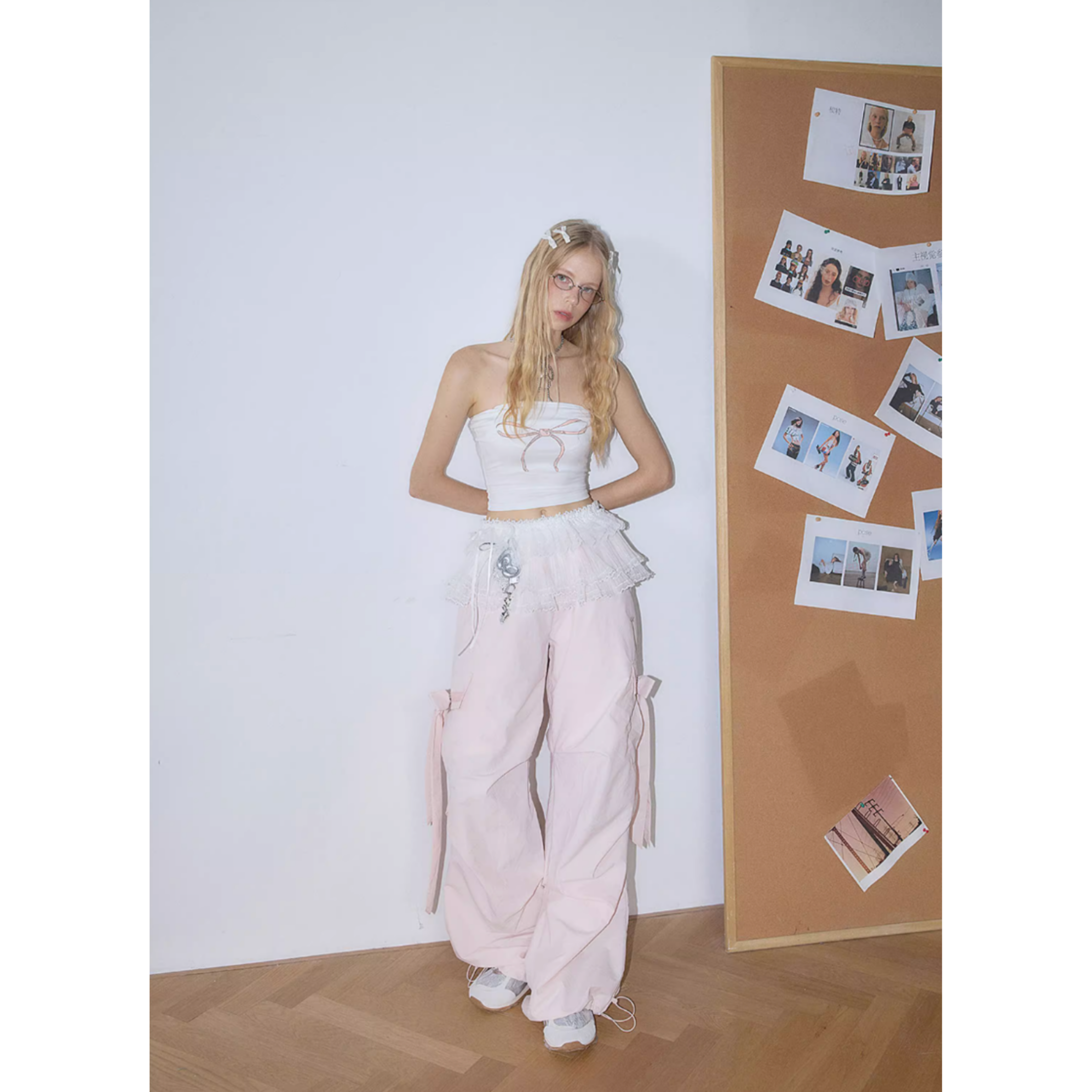 Ribbon cargo pants