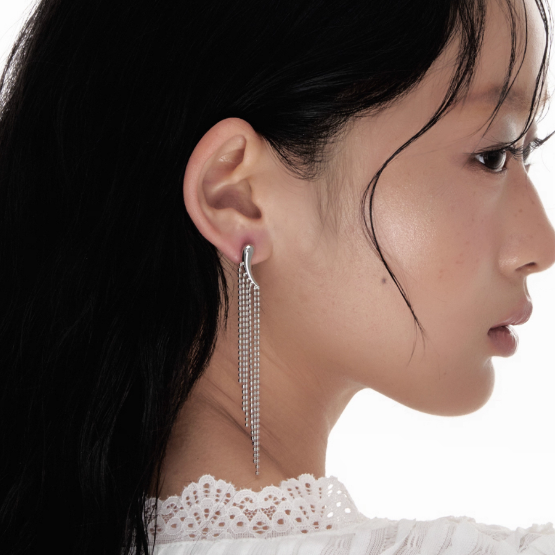 S925 cubic zirconia cascade pierce