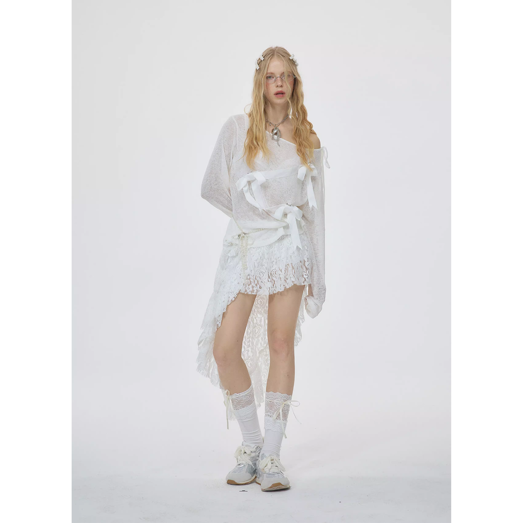 Etoile asymmetry lace skirt