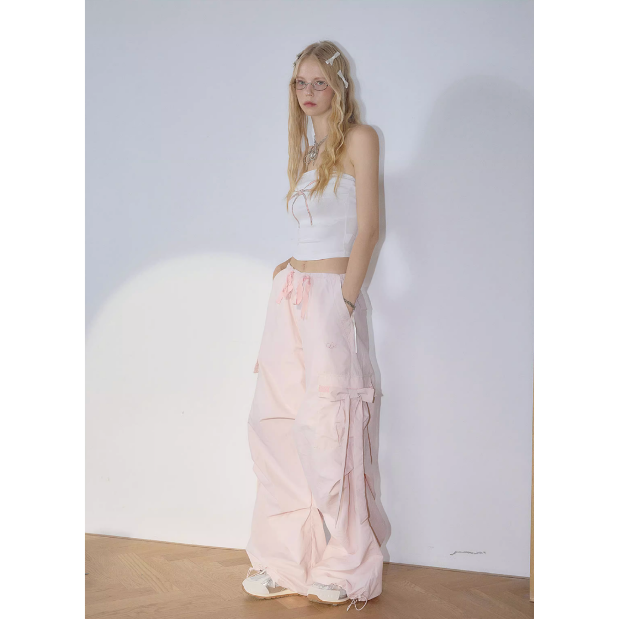Ribbon cargo pants