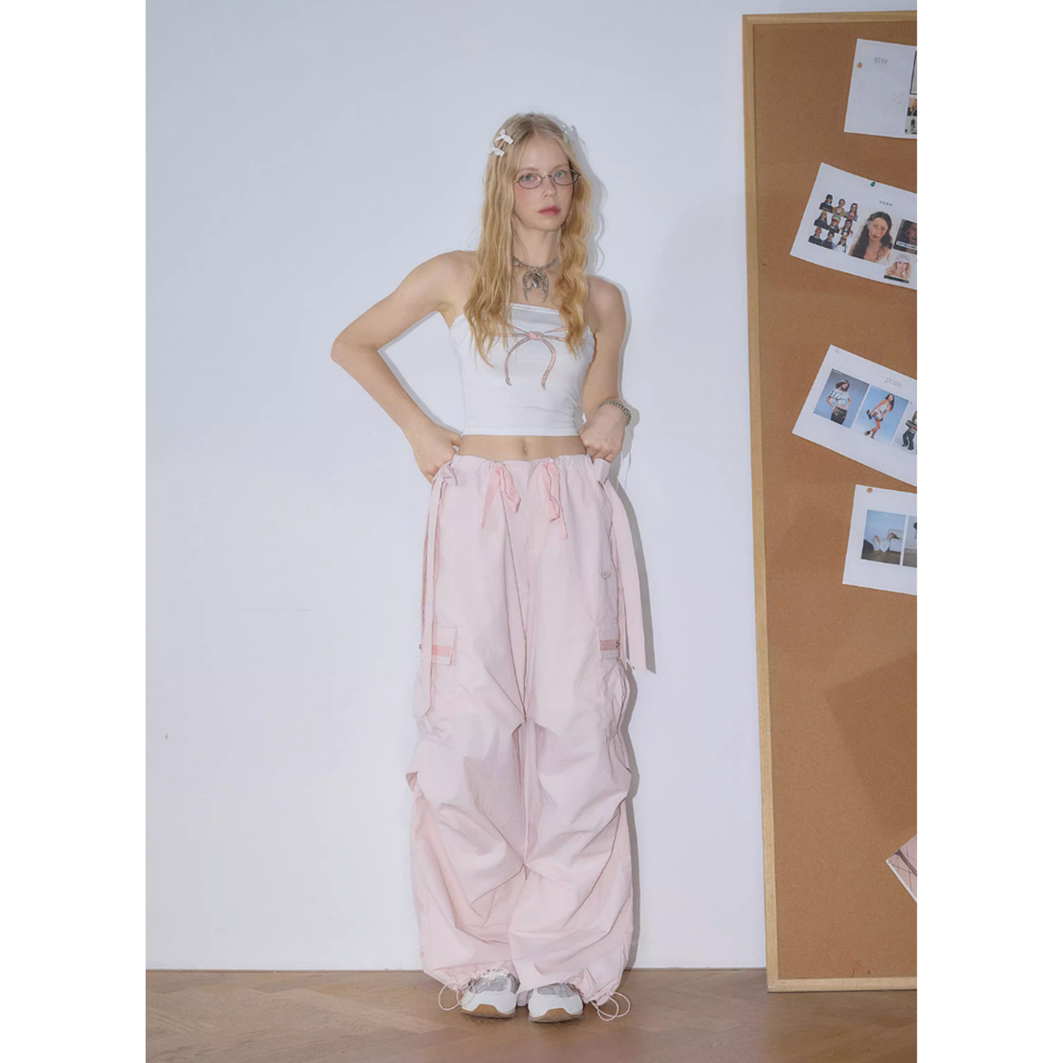 Ribbon cargo pants