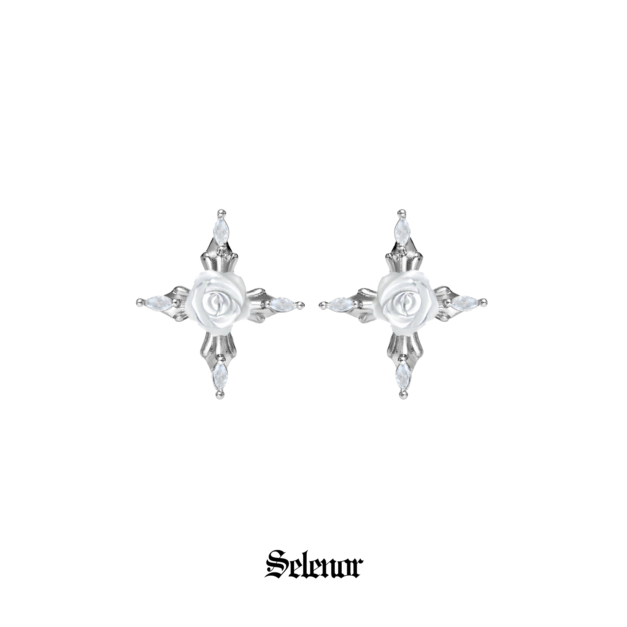 S925 Cubic zirconia rose radiance pierce