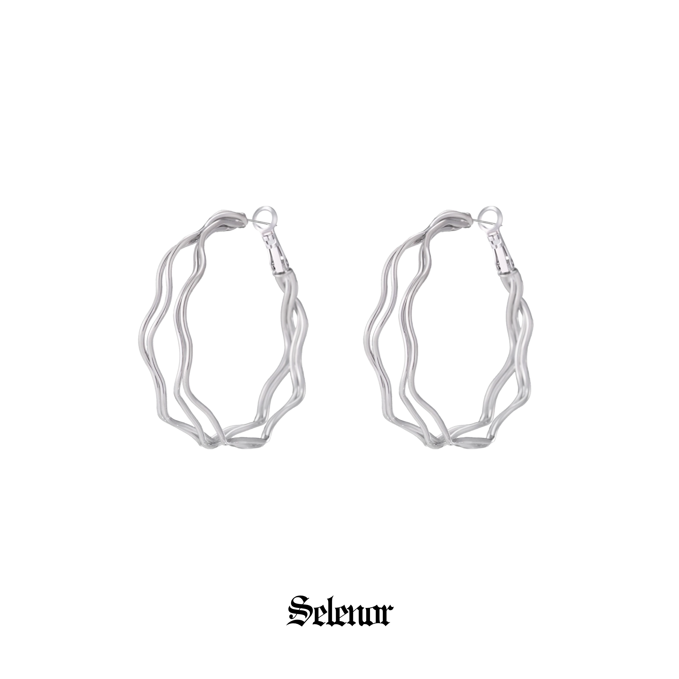 S925 Wave line hoop pierce