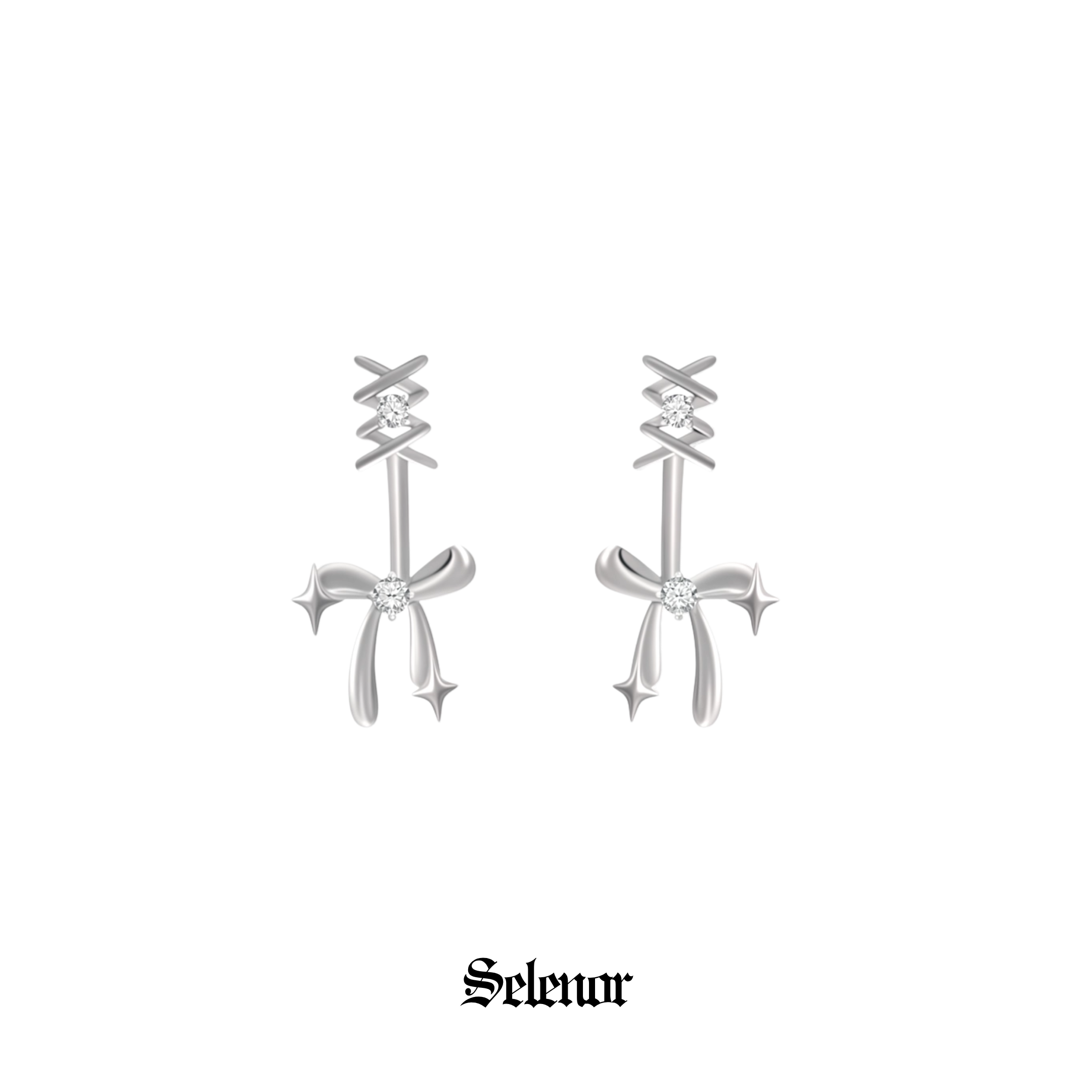 S925 Cubic zirconia ribbon edge pierce