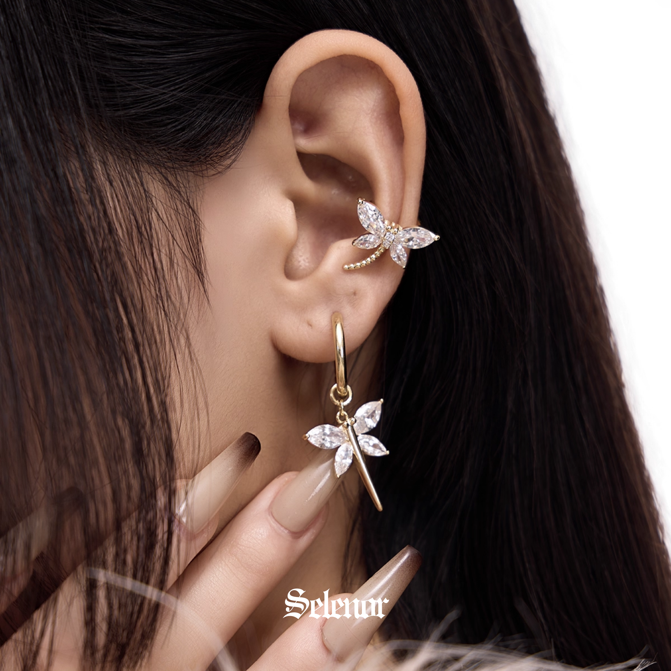 Cubic zirconia sylpha ear cuff[set item]