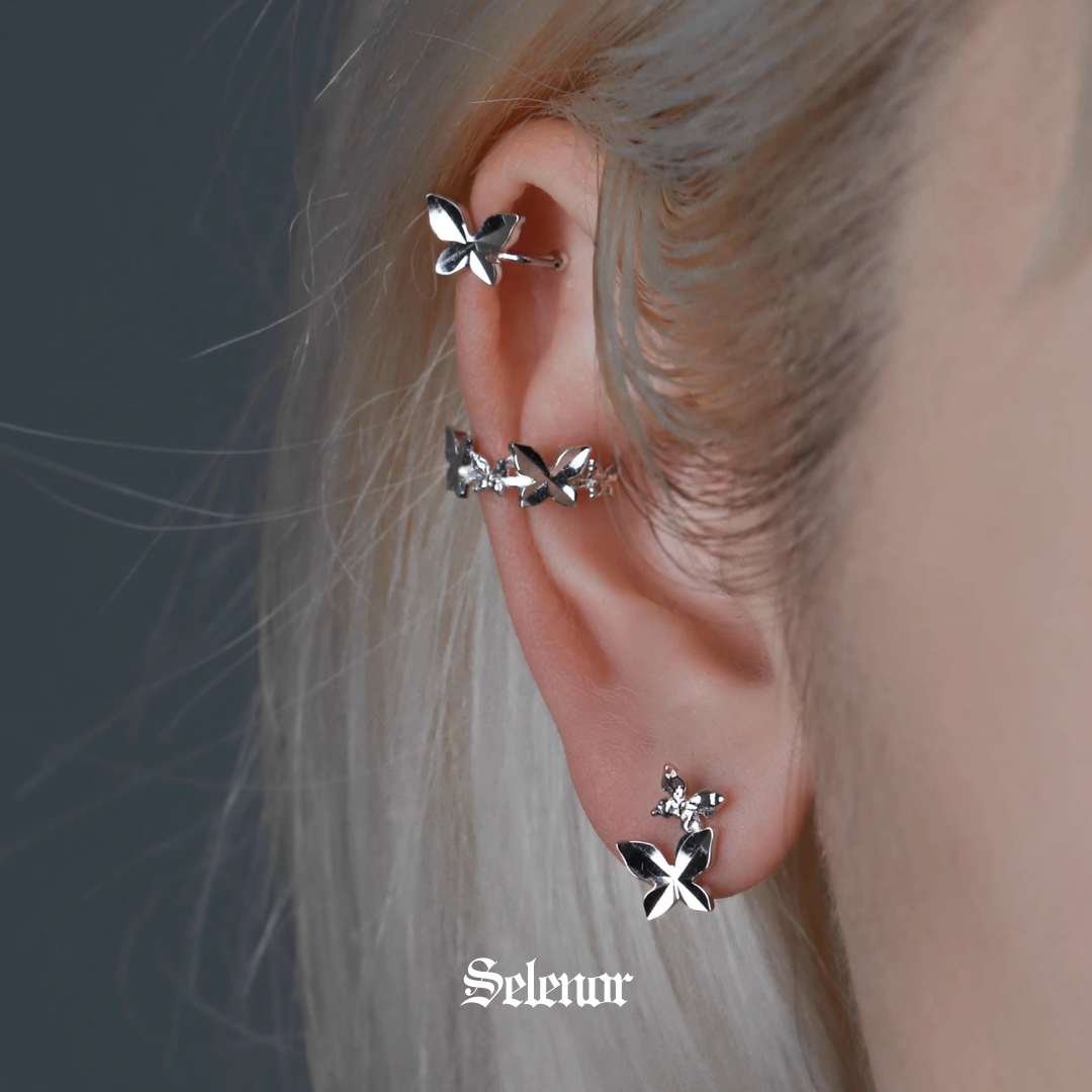 S925 Aurelia ear cuff & pierce[set item]