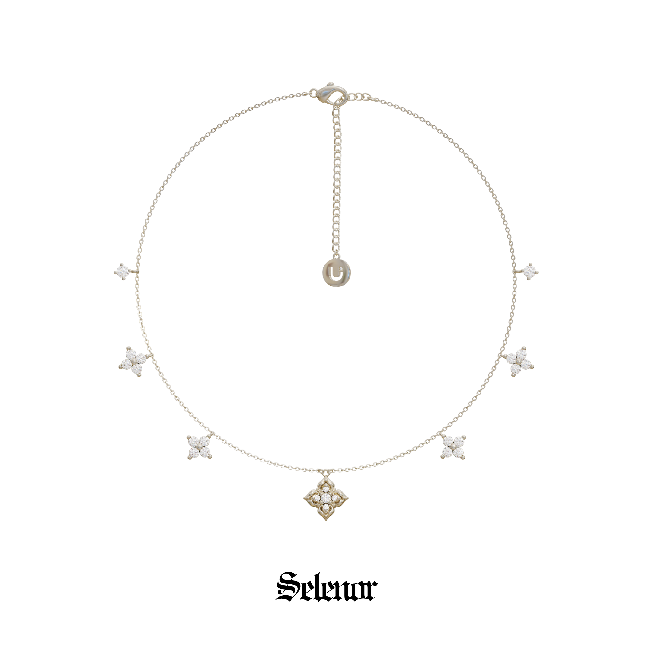 Cubic zirconia elvien charm necklace[set item]