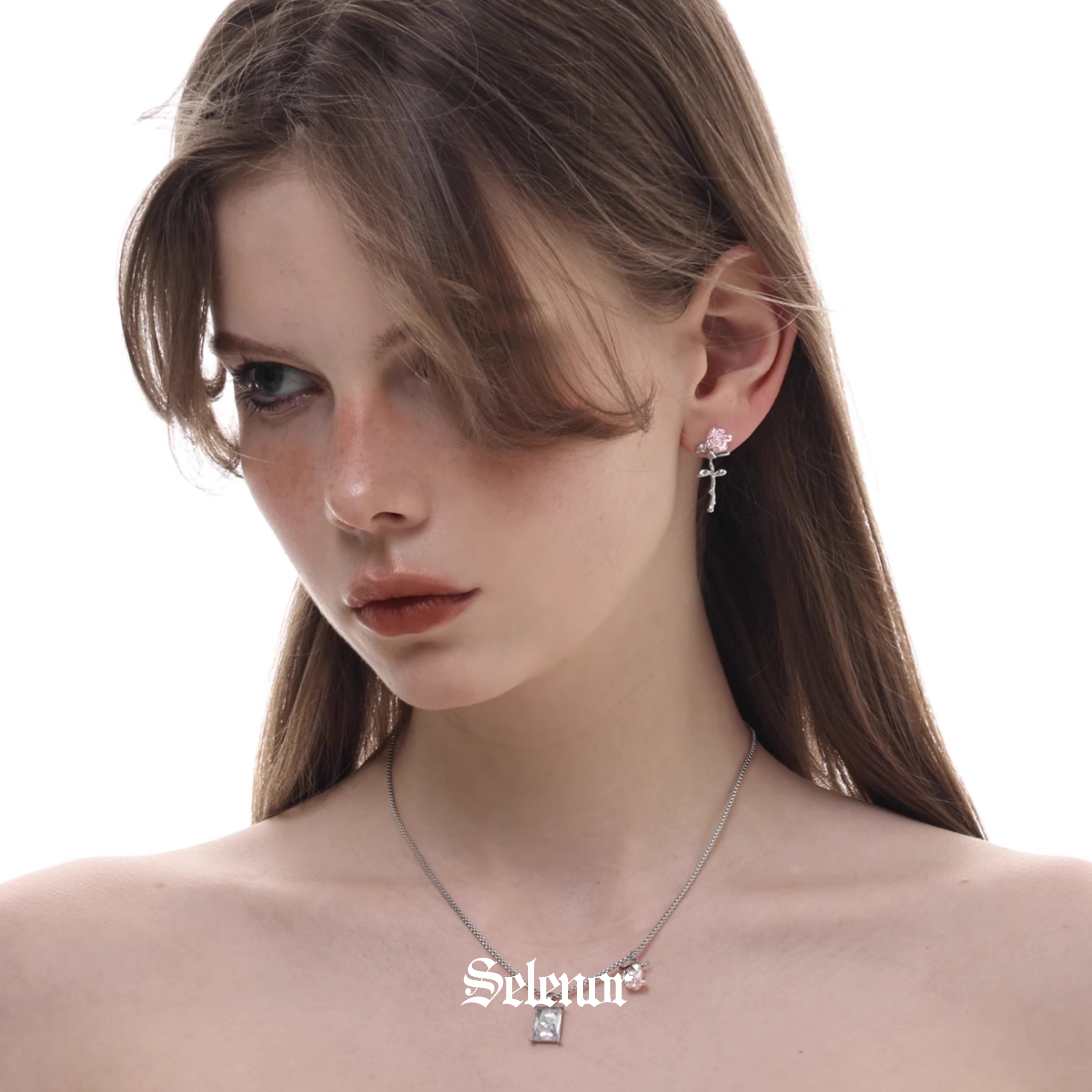 S925 Cubic zirconia rosaria pierce[set item]