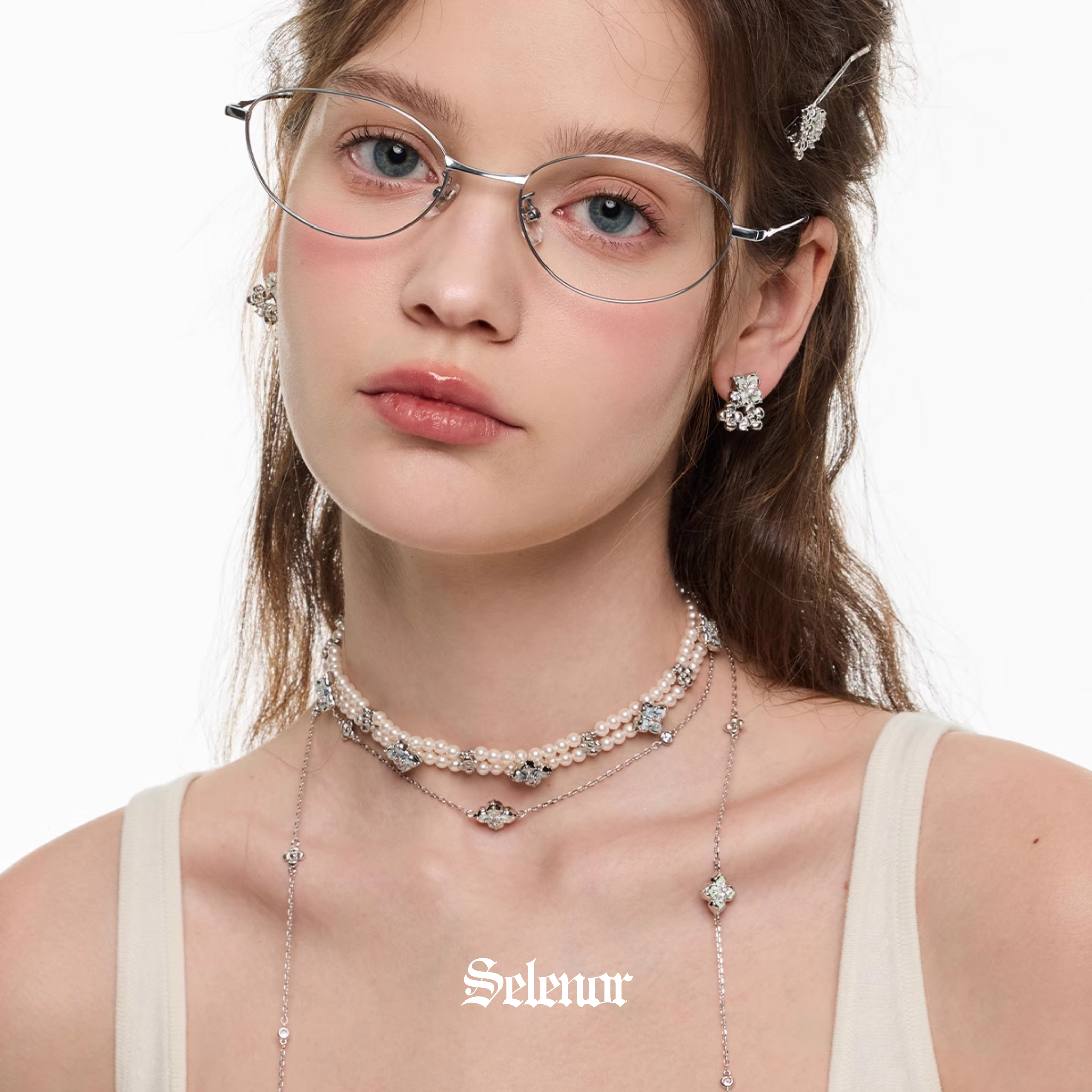 Cubic zirconia floréal pierce[set item]