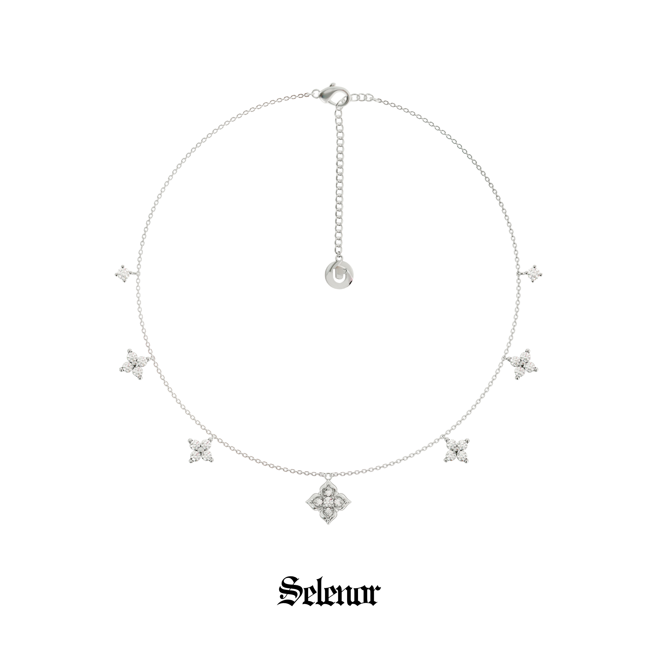 Cubic zirconia elvien charm necklace[set item]