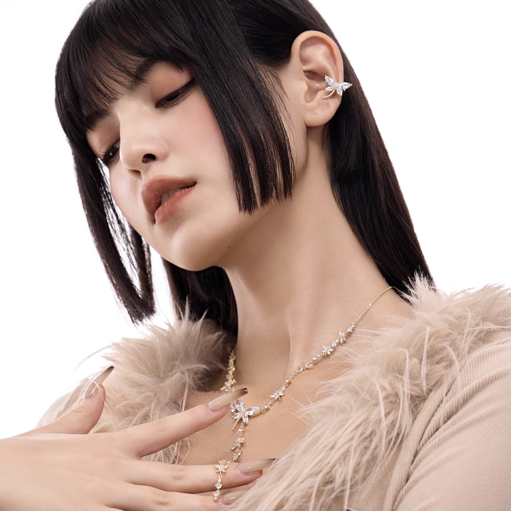 Cubic zirconia sylpha ear cuff[set item]