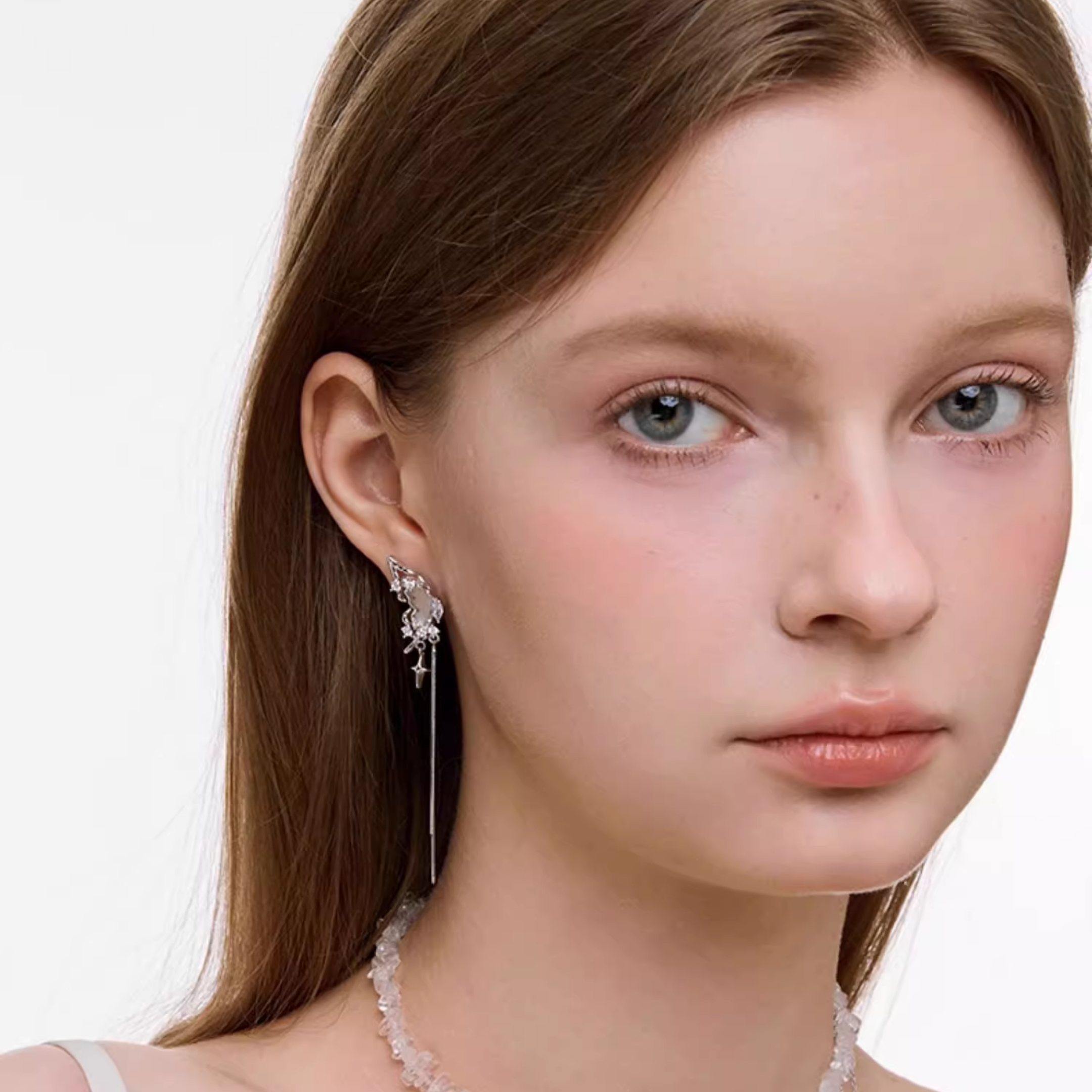 S925 Cubic zirconia butterfly lunaria pierce[set item]