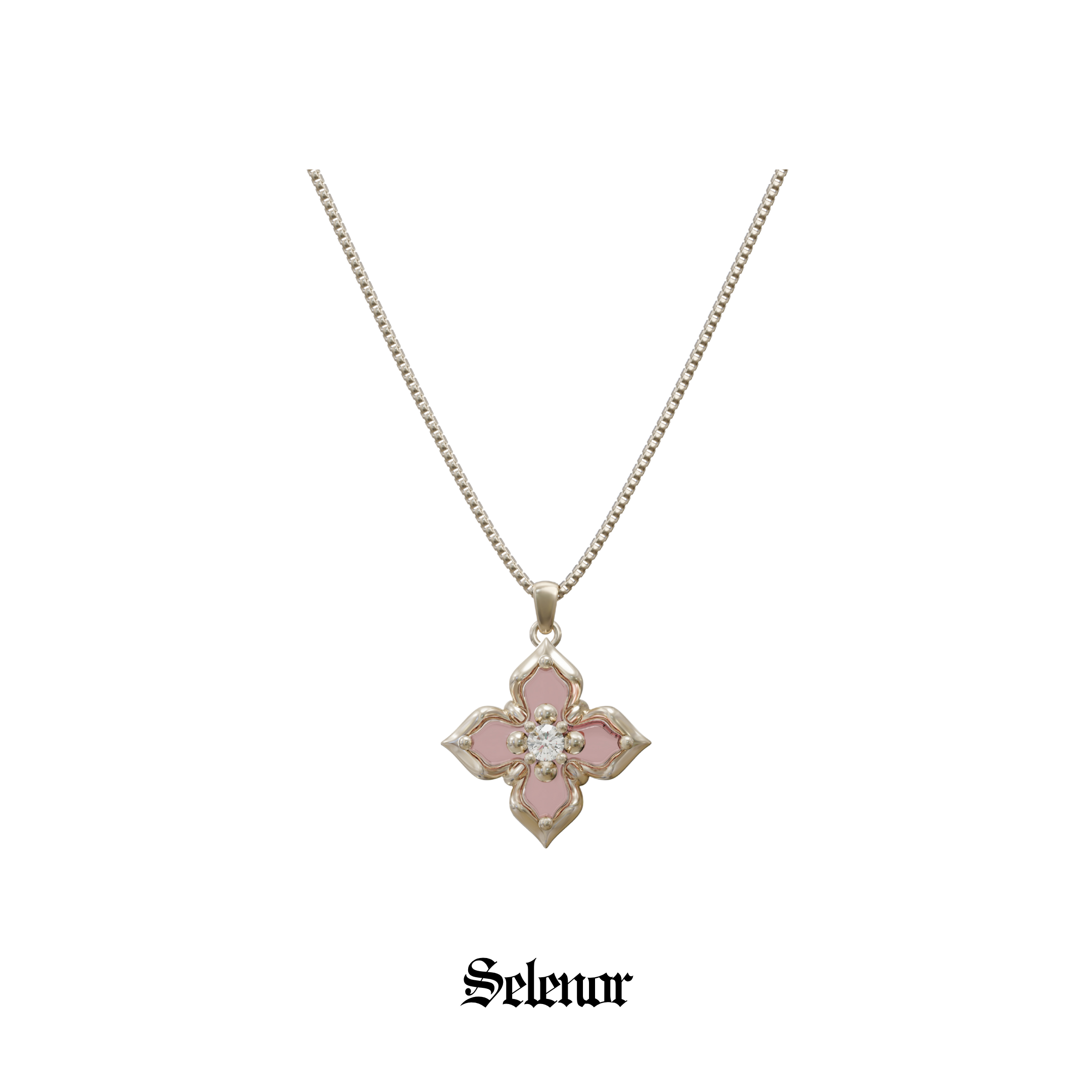 Cubic zirconia rosine necklace[set item]