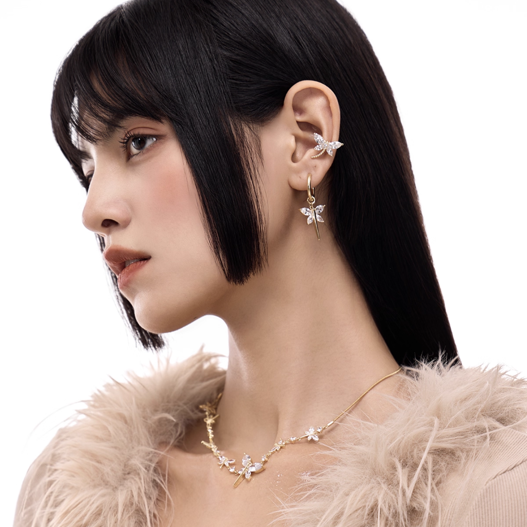 Cubic zirconia sylpha ear cuff[set item]