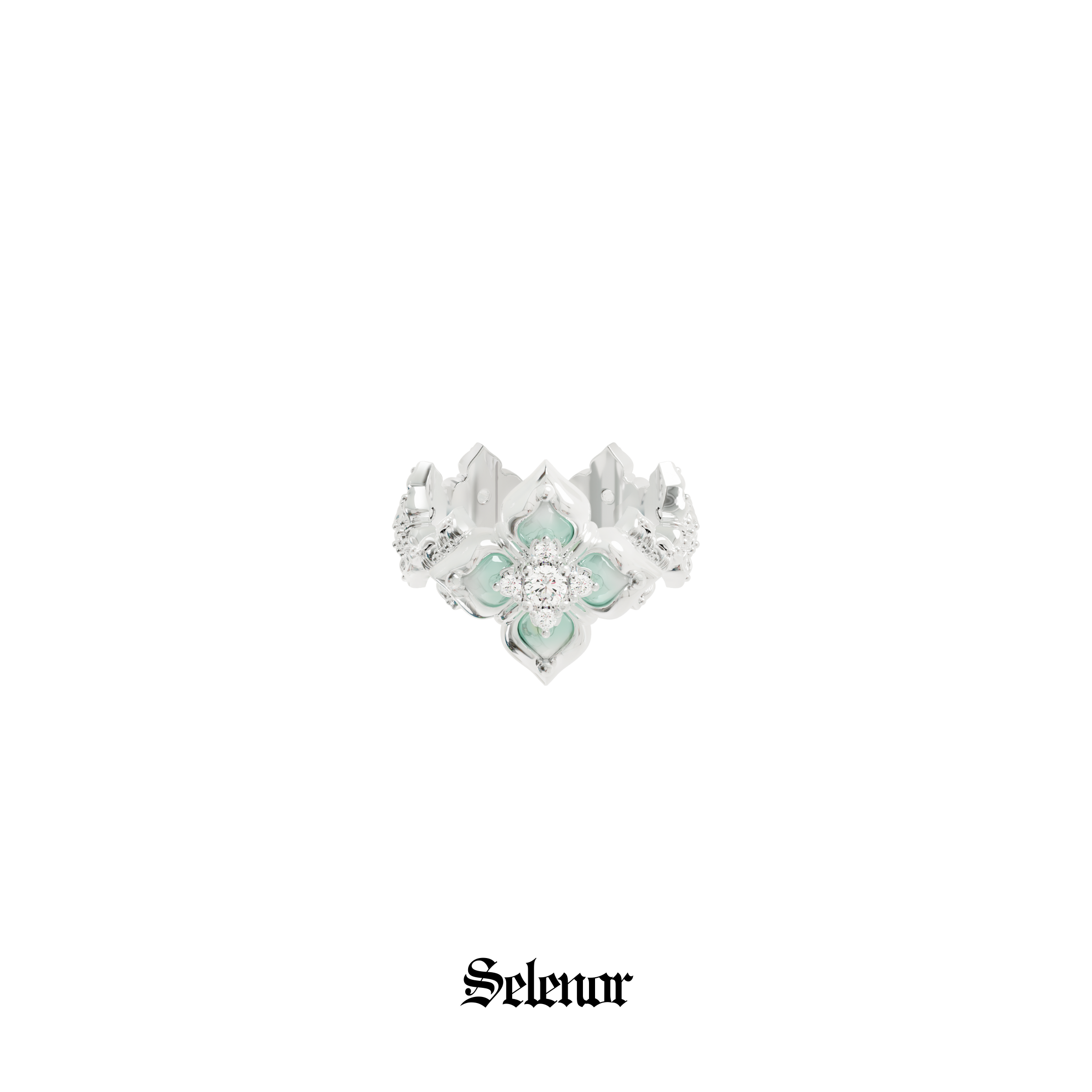 Cubic zirconia floréal ring[set item]