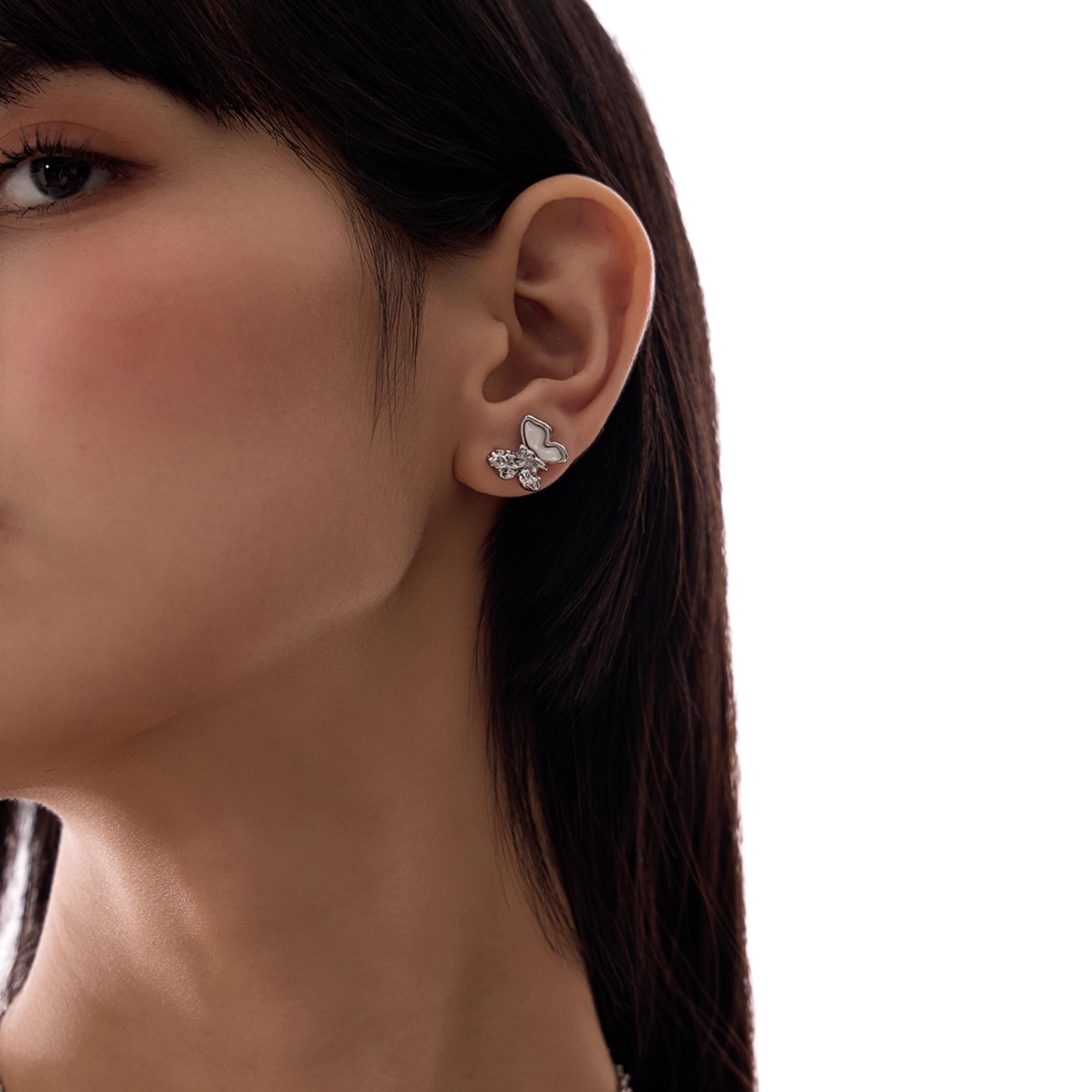 S925 Cubic zirconia butterfly gleam pierce[set item]