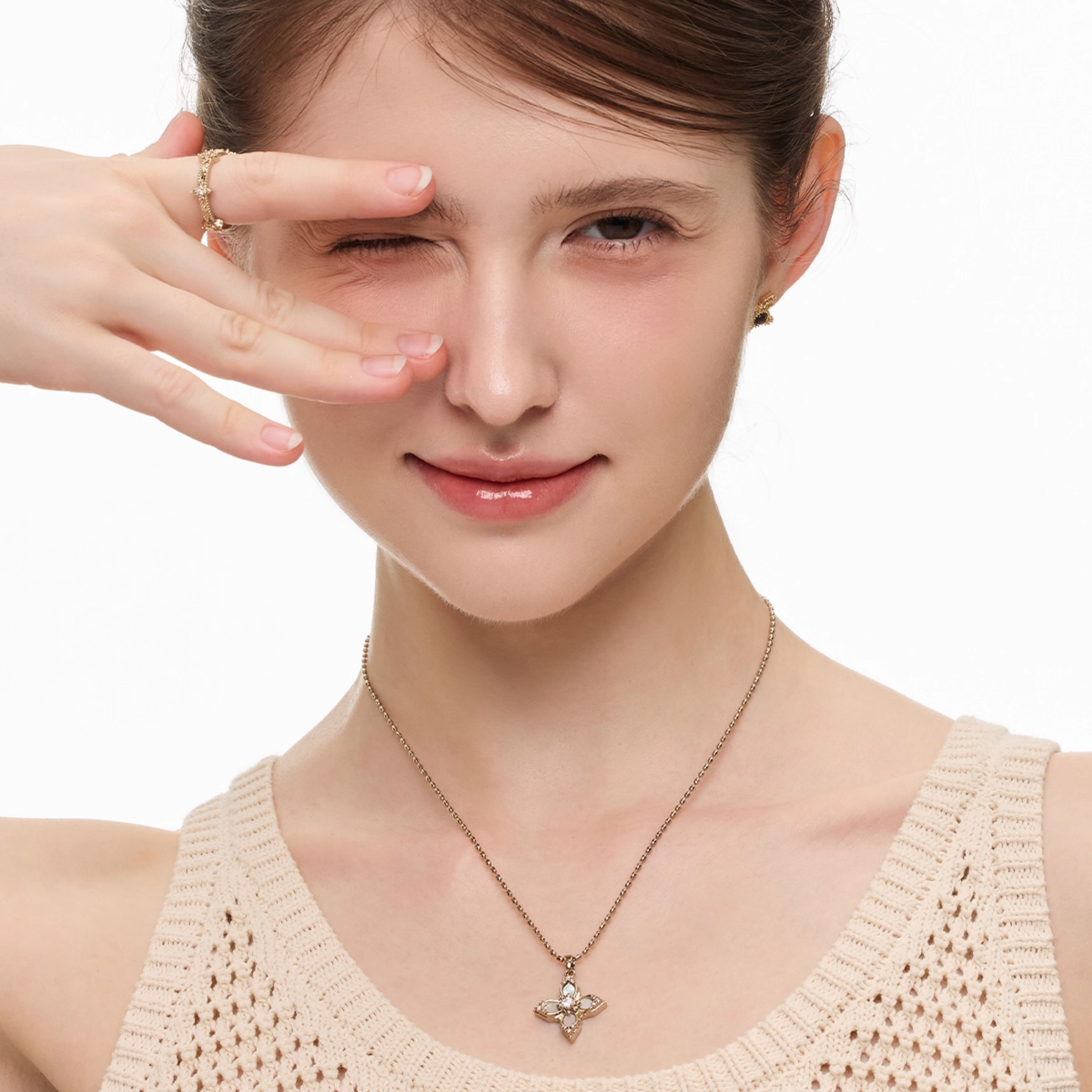 Cubic zirconia elvien necklace[set item]