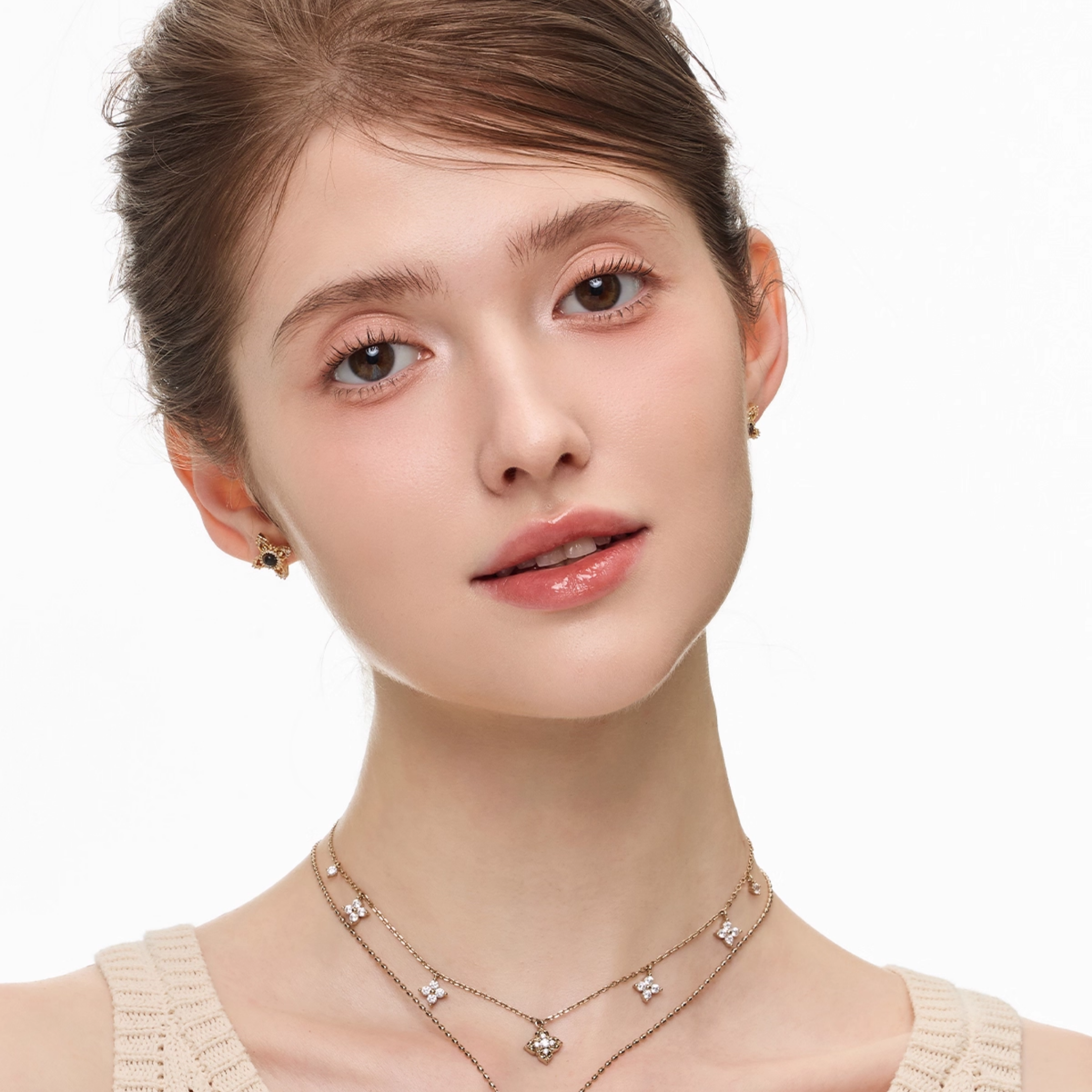 Cubic zirconia elvien charm necklace[set item]