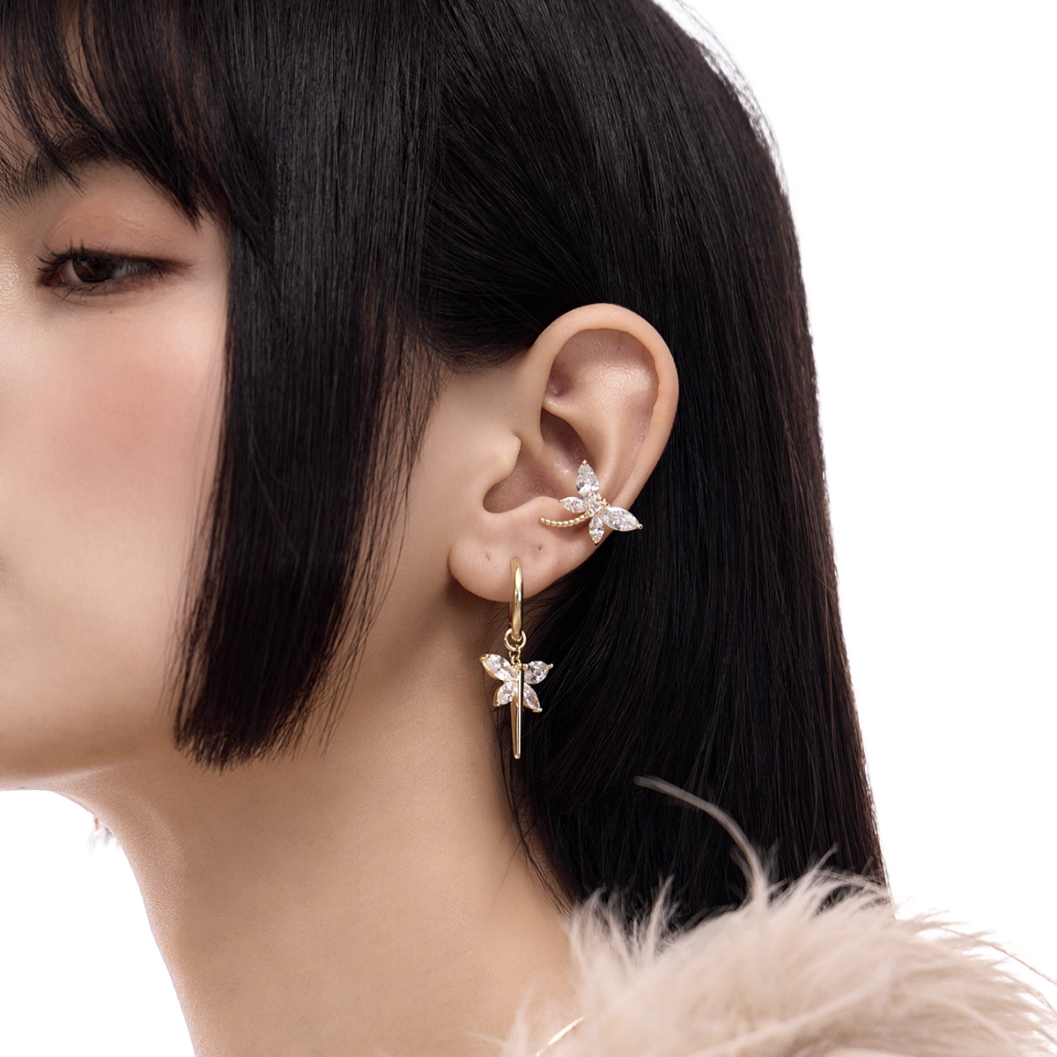 Cubic zirconia sylpha ear cuff[set item]