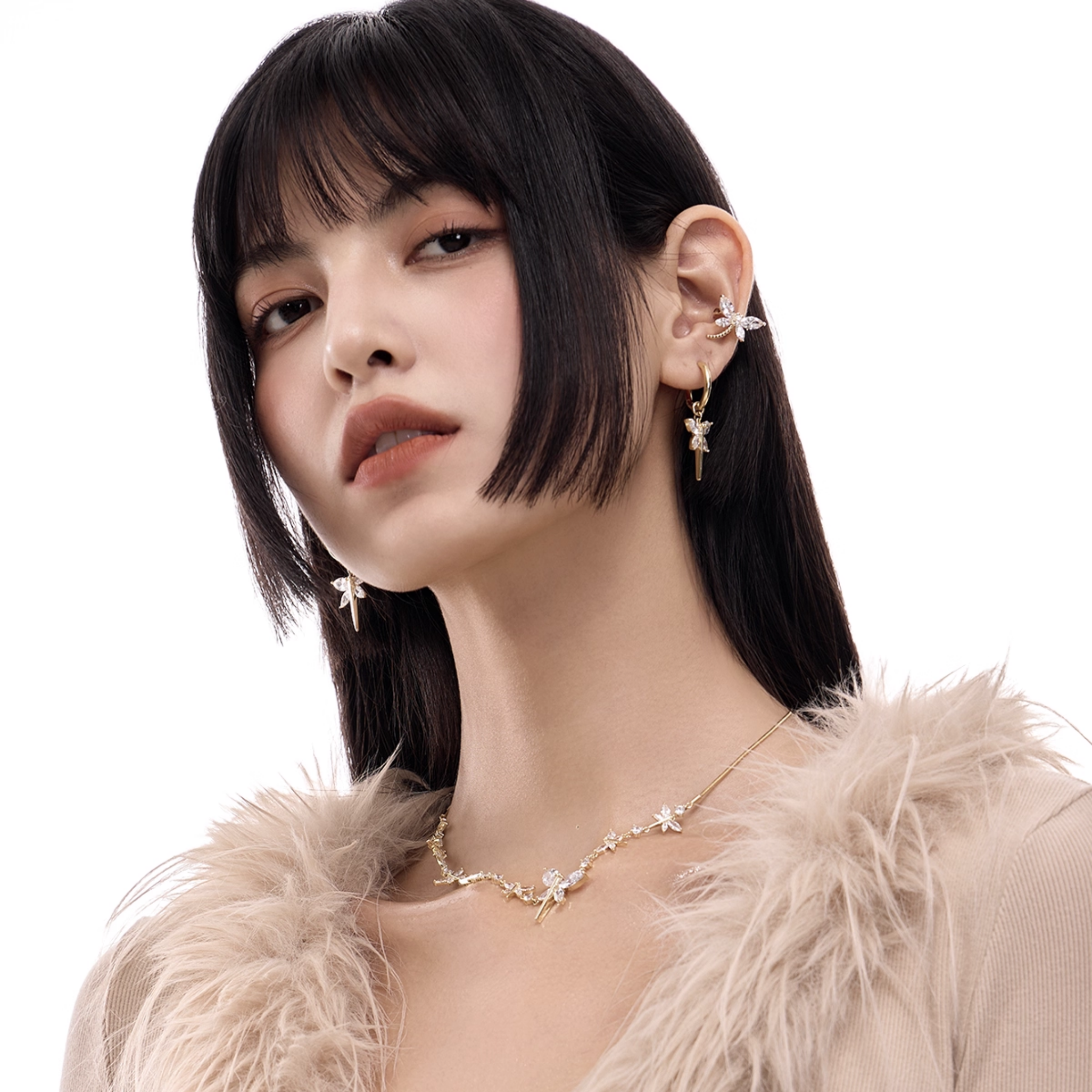 Cubic zirconia sylpha ear cuff[set item]